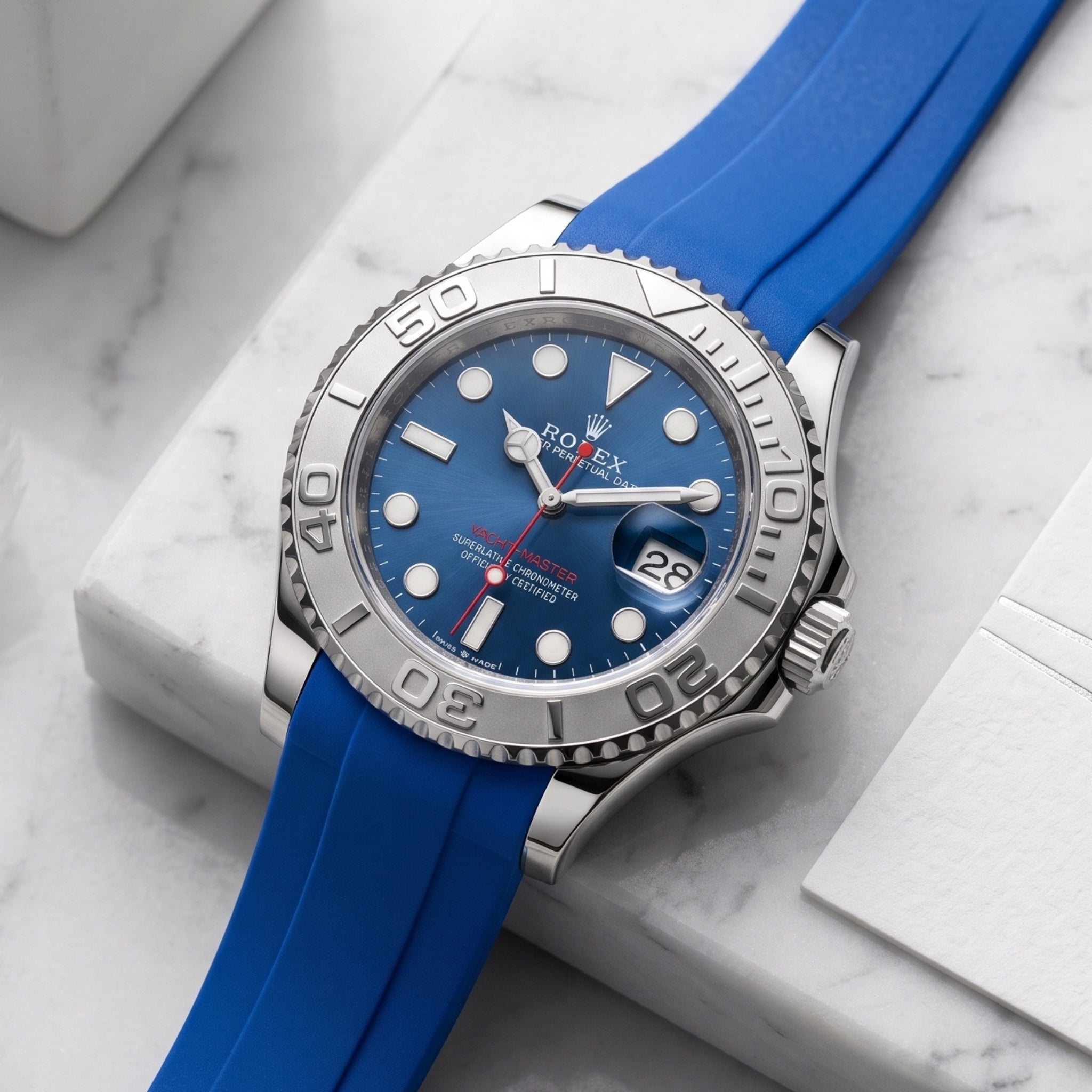 Chiusura déployante per cinturino in caucciù Rolex Yacht-Master 40mm/42mm – Blu