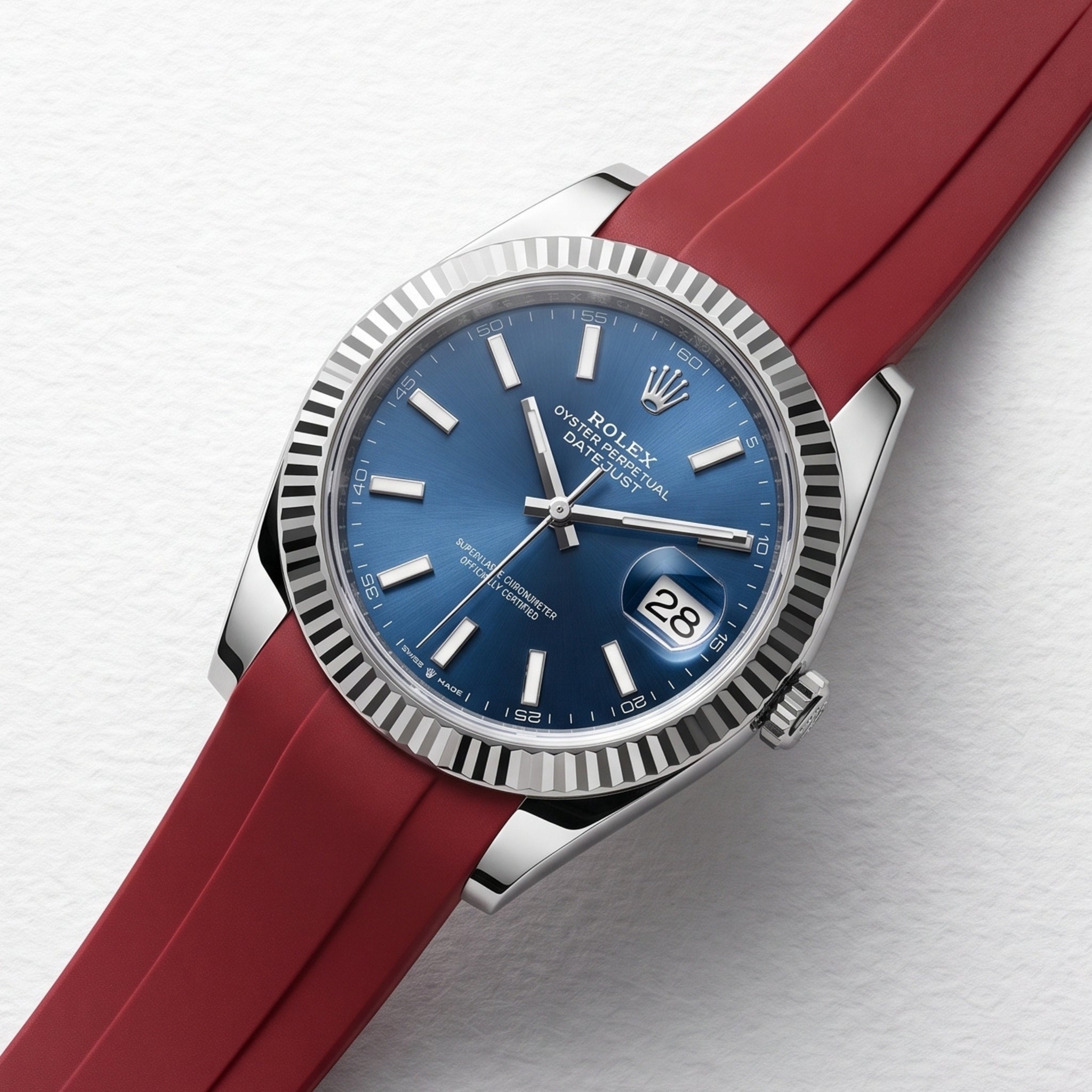 Faltschließe Kautschukarmband für Rolex Datejust 41mm – Bordeaux - Helvetus