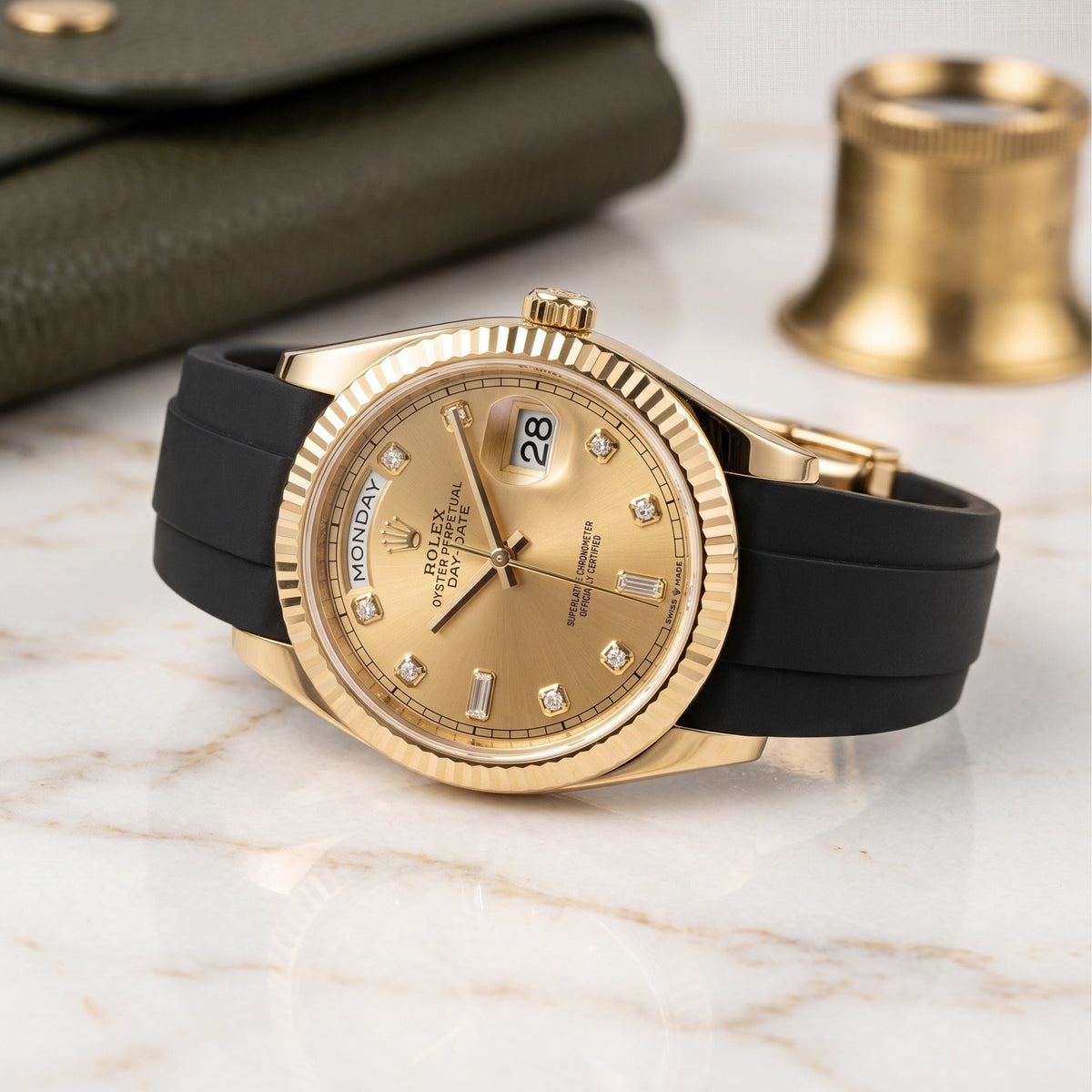 Faltschließe Kautschukarmband für Rolex Day-Date 36mm – Schwarz - Helvetus