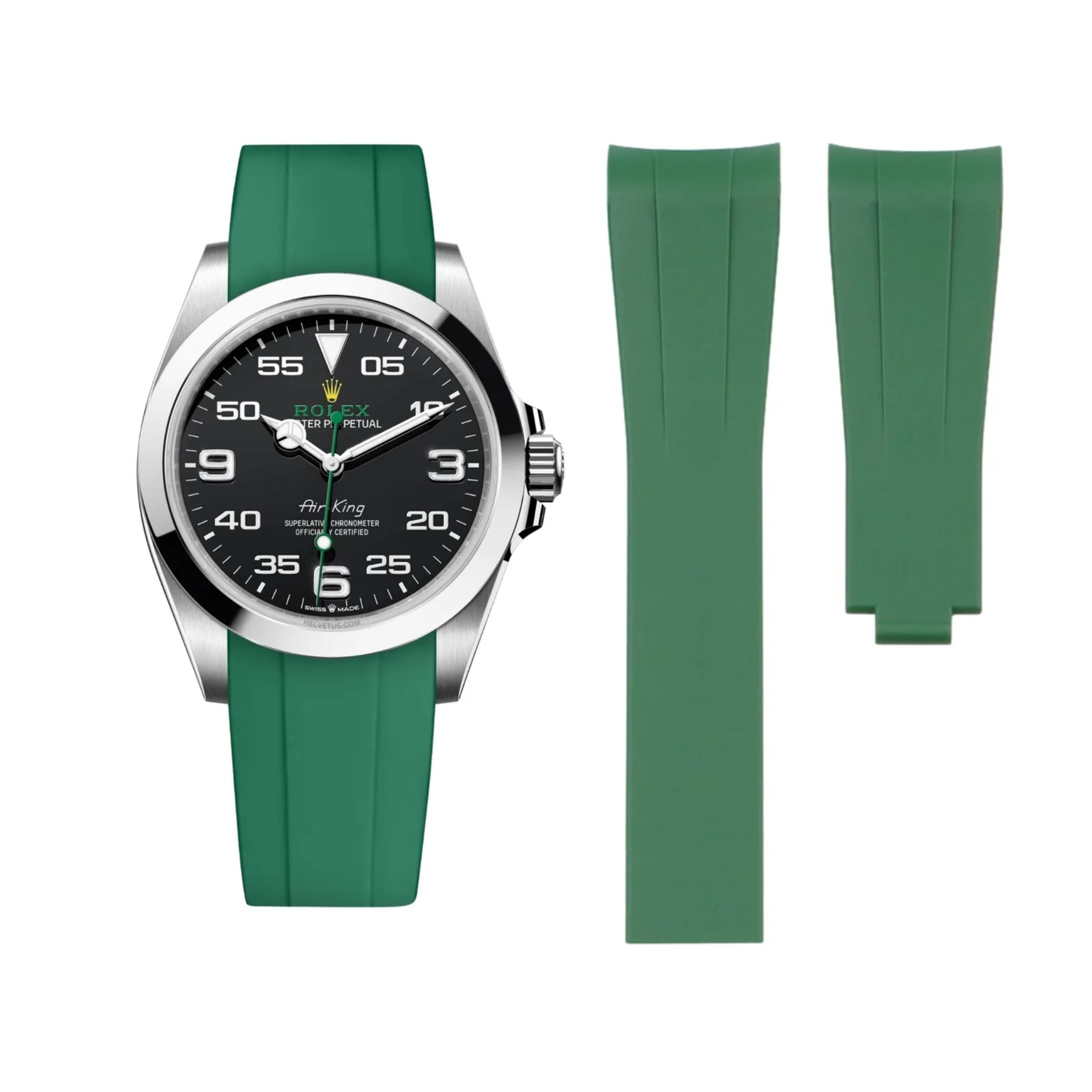Faltschließe Kautschukarmband für Rolex Air - King 126900/116900 – Grün - Helvetus DE