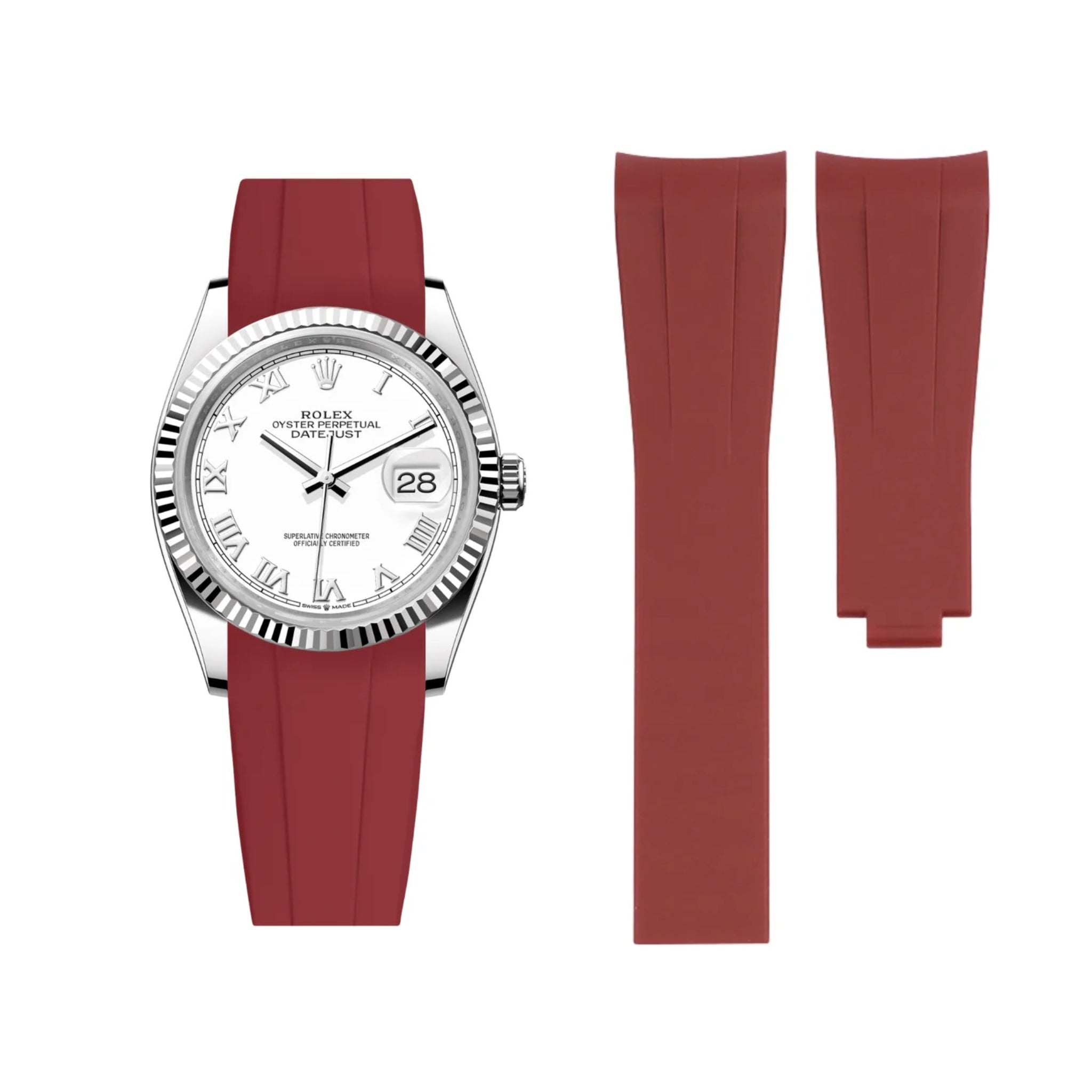 Faltschließe Kautschukarmband für Rolex Datejust 36 – Bordeaux - Helvetus DE
