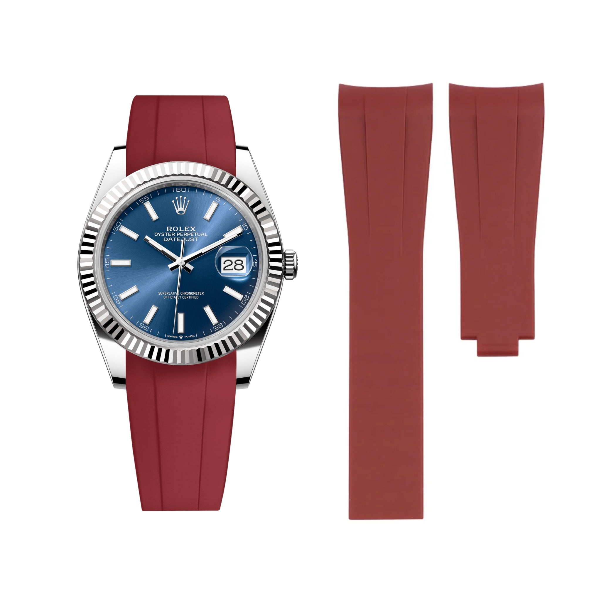 Faltschließe Kautschukarmband für Rolex Datejust 41mm – Bordeaux - Helvetus DE