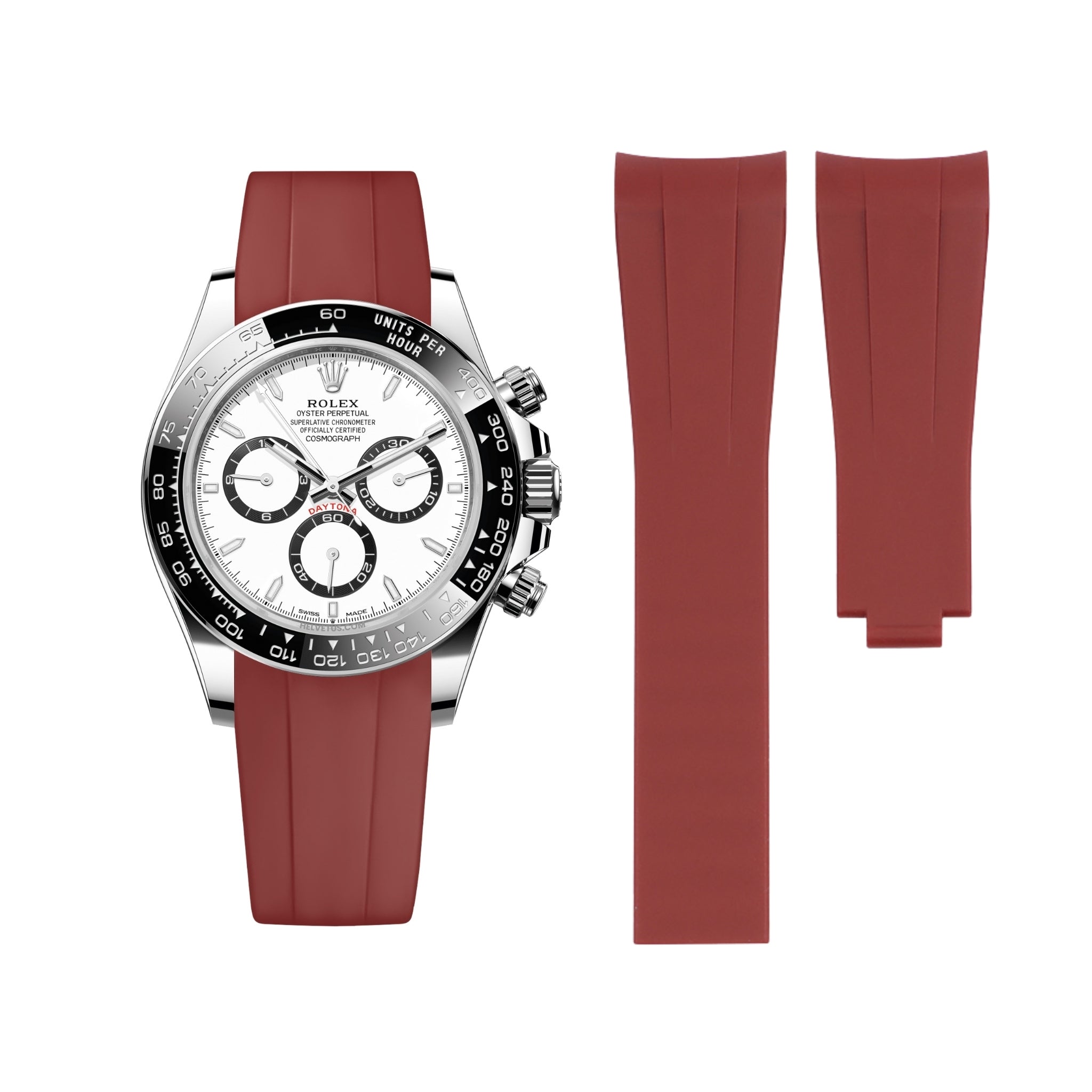 Faltschliesse Kautschukarmband für Rolex Daytona – Bordeaux - Helvetus DE