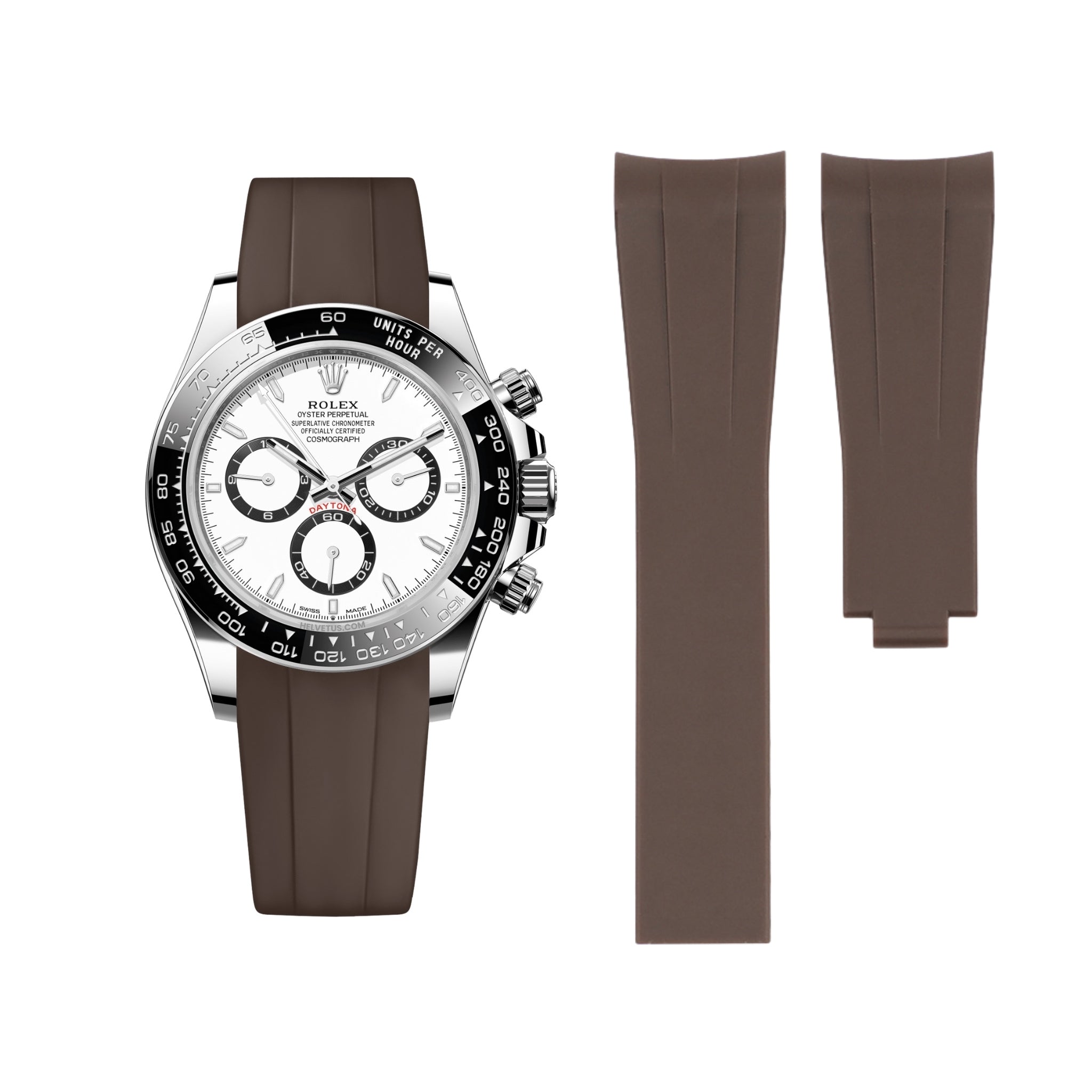 Faltschliesse Kautschukarmband für Rolex Daytona – Braun - Helvetus DE