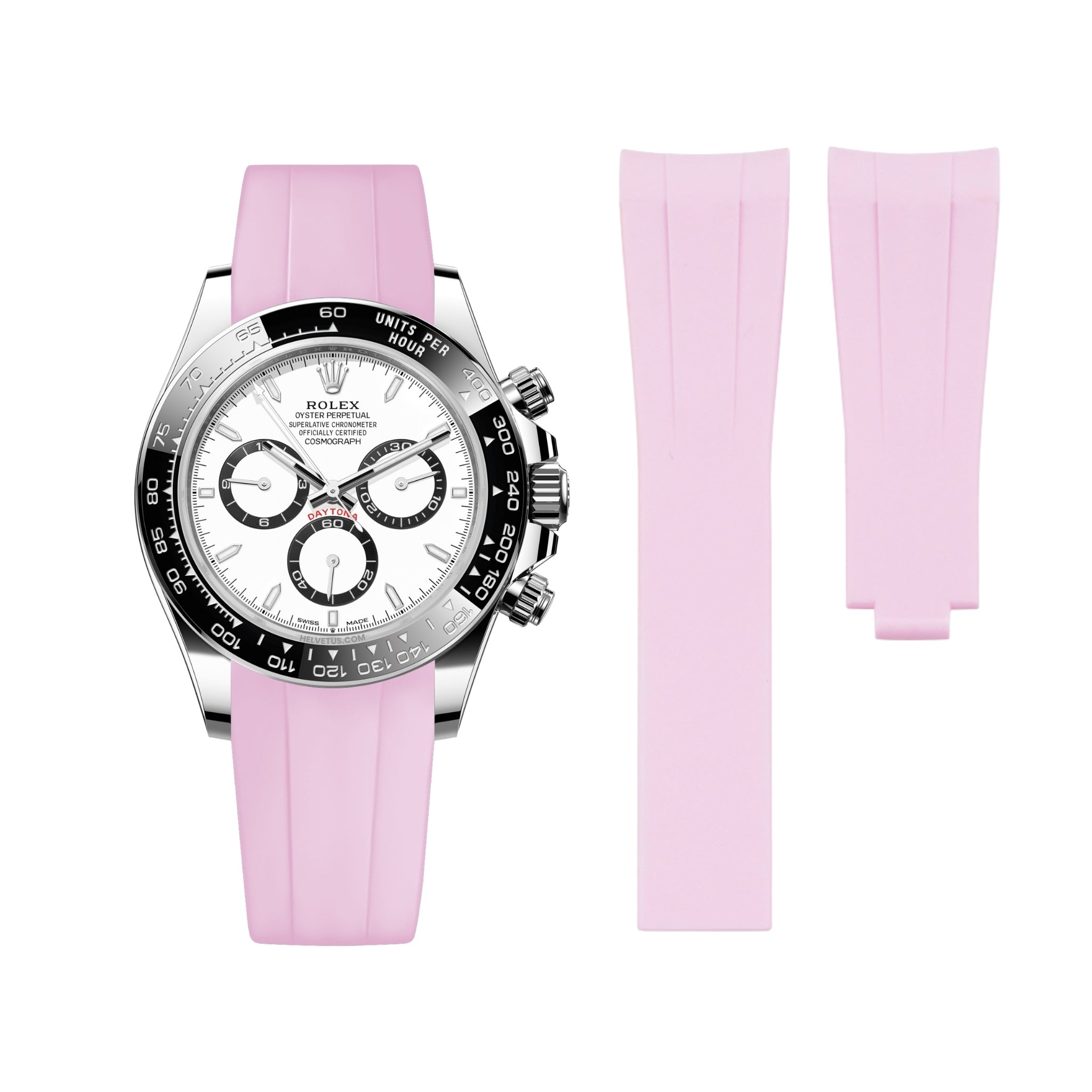 Faltschliesse Kautschukarmband für Rolex Daytona – Pink - Helvetus DE