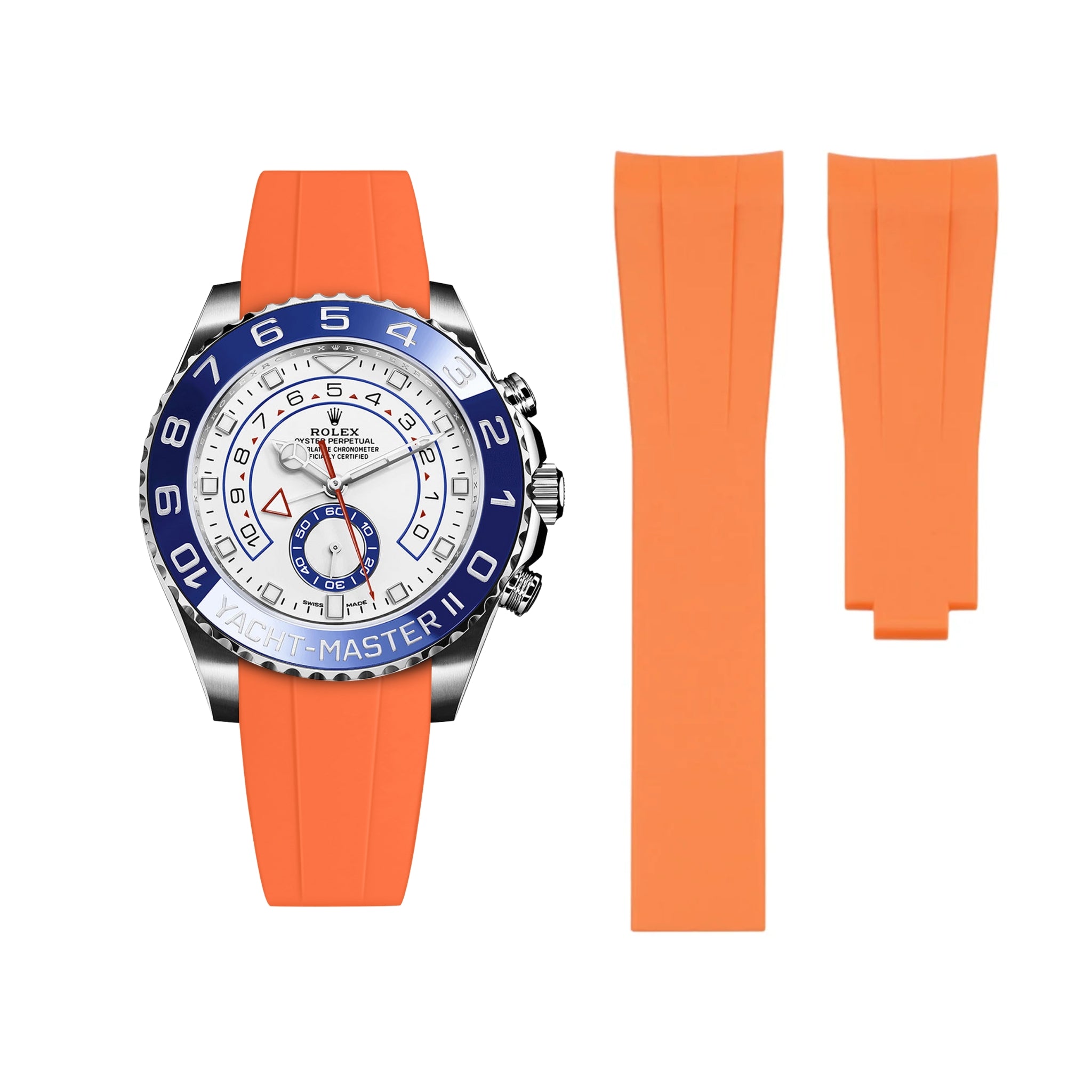 Faltschließe Kautschukarmband für Rolex Yacht - Master II – Orange - Helvetus DE