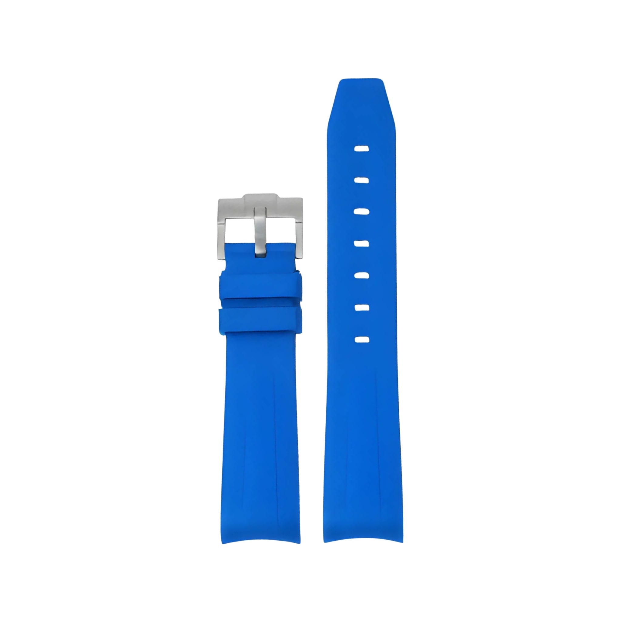 Gebogenes FKM Kautschukarmband – Universelle Passform – Blau (20mm / 21mm / 22mm) - Helvetus DE