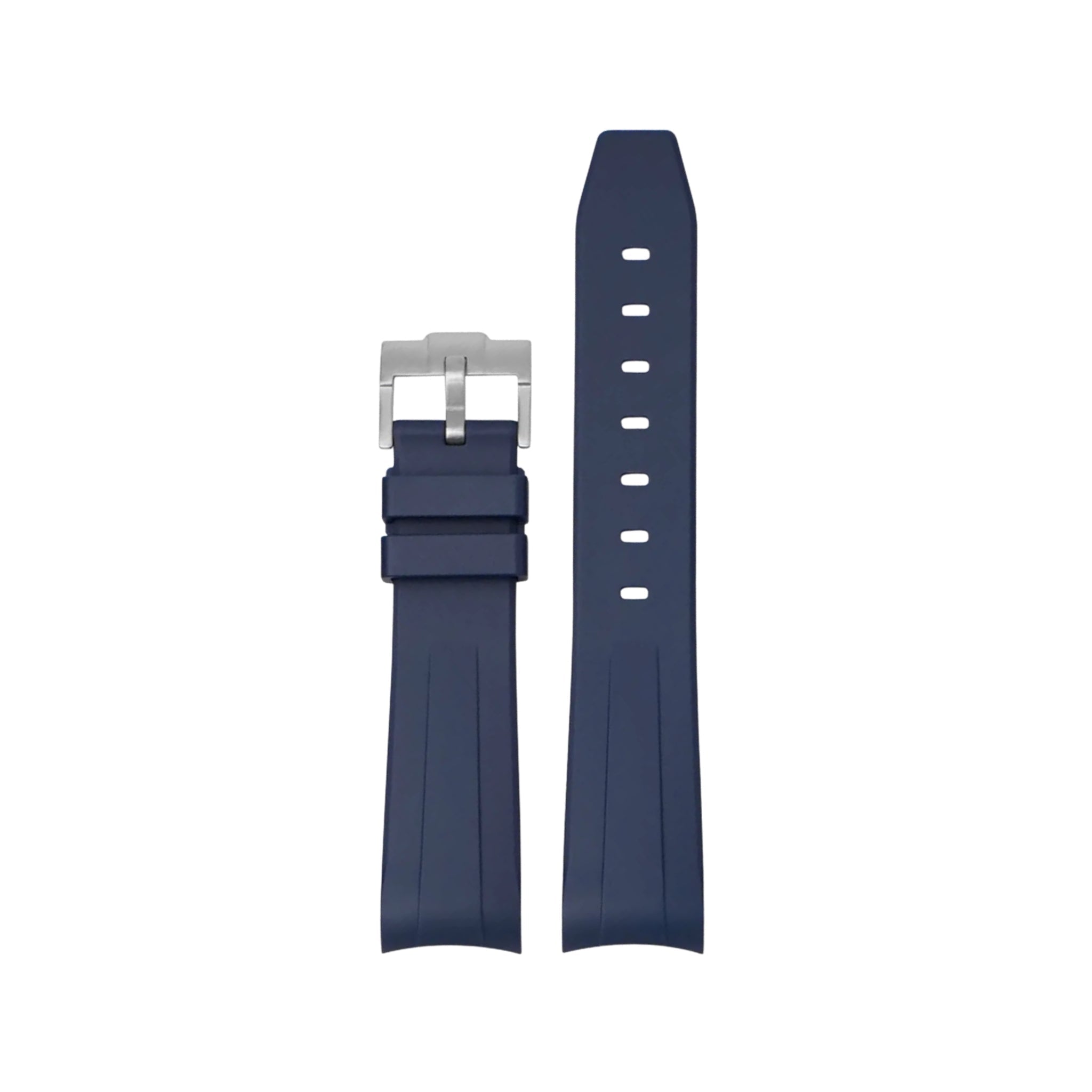 Gebogenes FKM Kautschukarmband – Universelle Passform – Dunkel Blau (20mm / 21mm / 22mm) - Helvetus DE