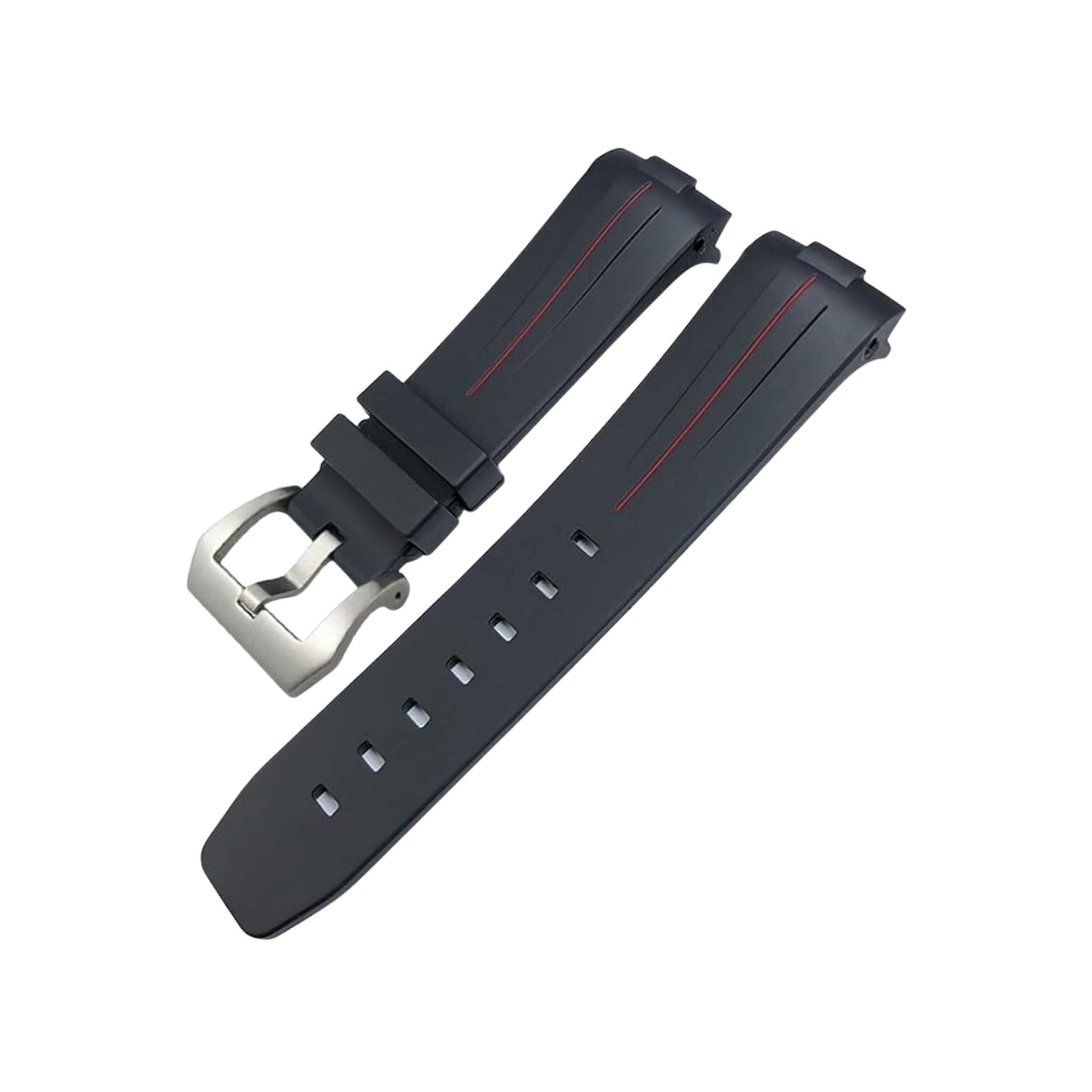 Geschwungenes Kautschukarmband – Für Panerai Luminor 44mm – Schwarz/Rot | LuxLine® - Helvetus DE