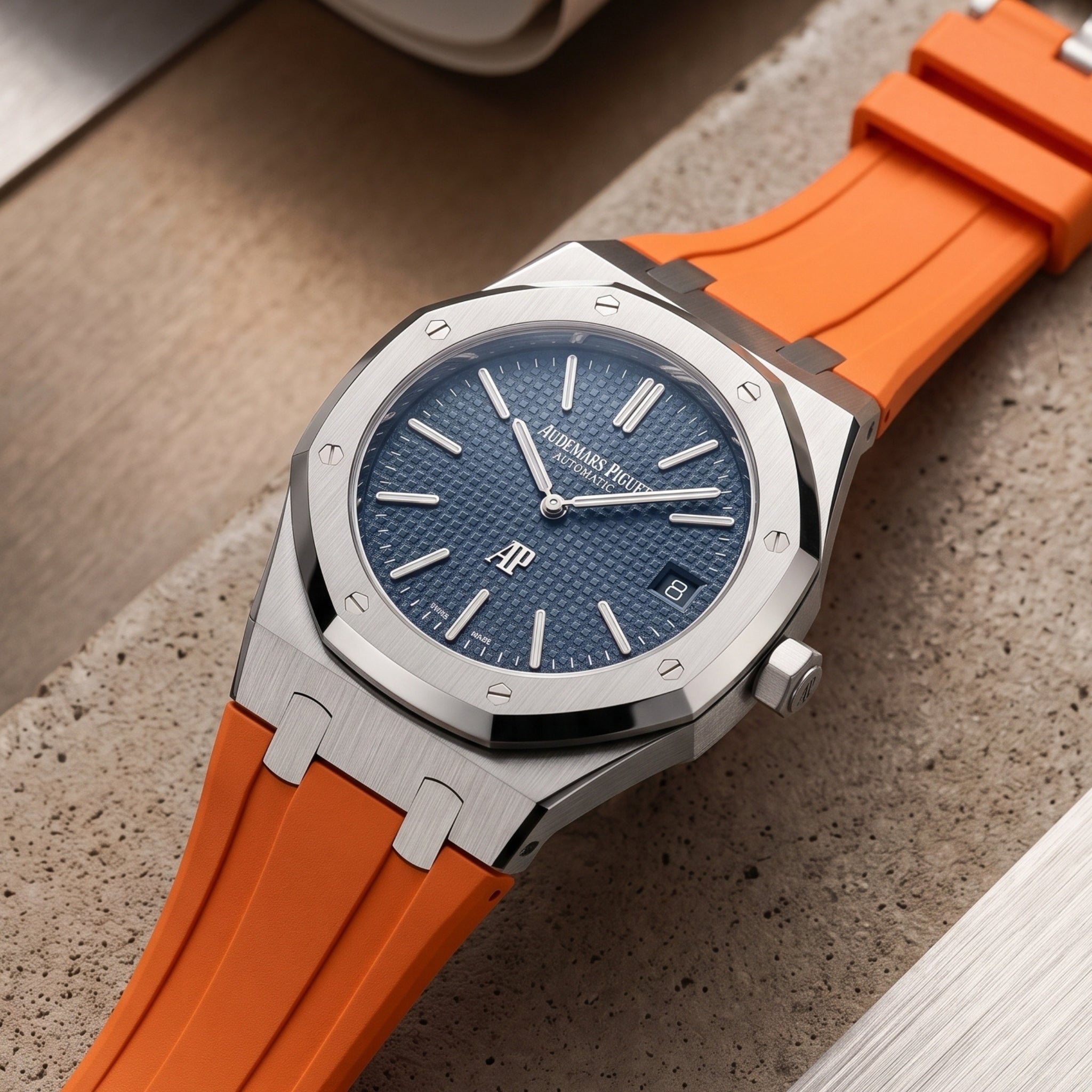 Kautschuk Armband - für alle Audemars Piguet Royal Oak 39mm - Orange - Helvetus