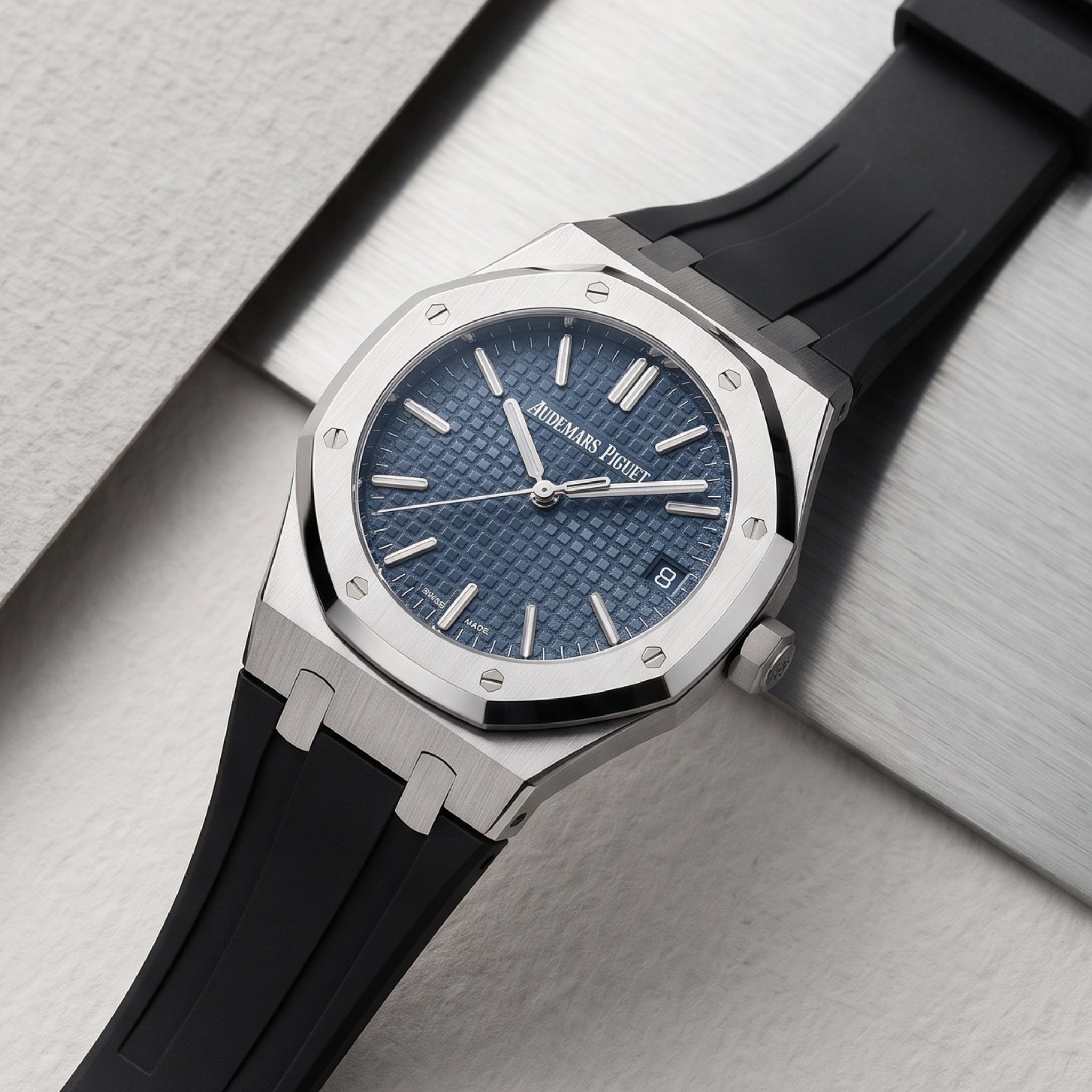 Kautschuk Armband - für alle Audemars Piguet Royal Oak 41mm - Schwarz - Helvetus