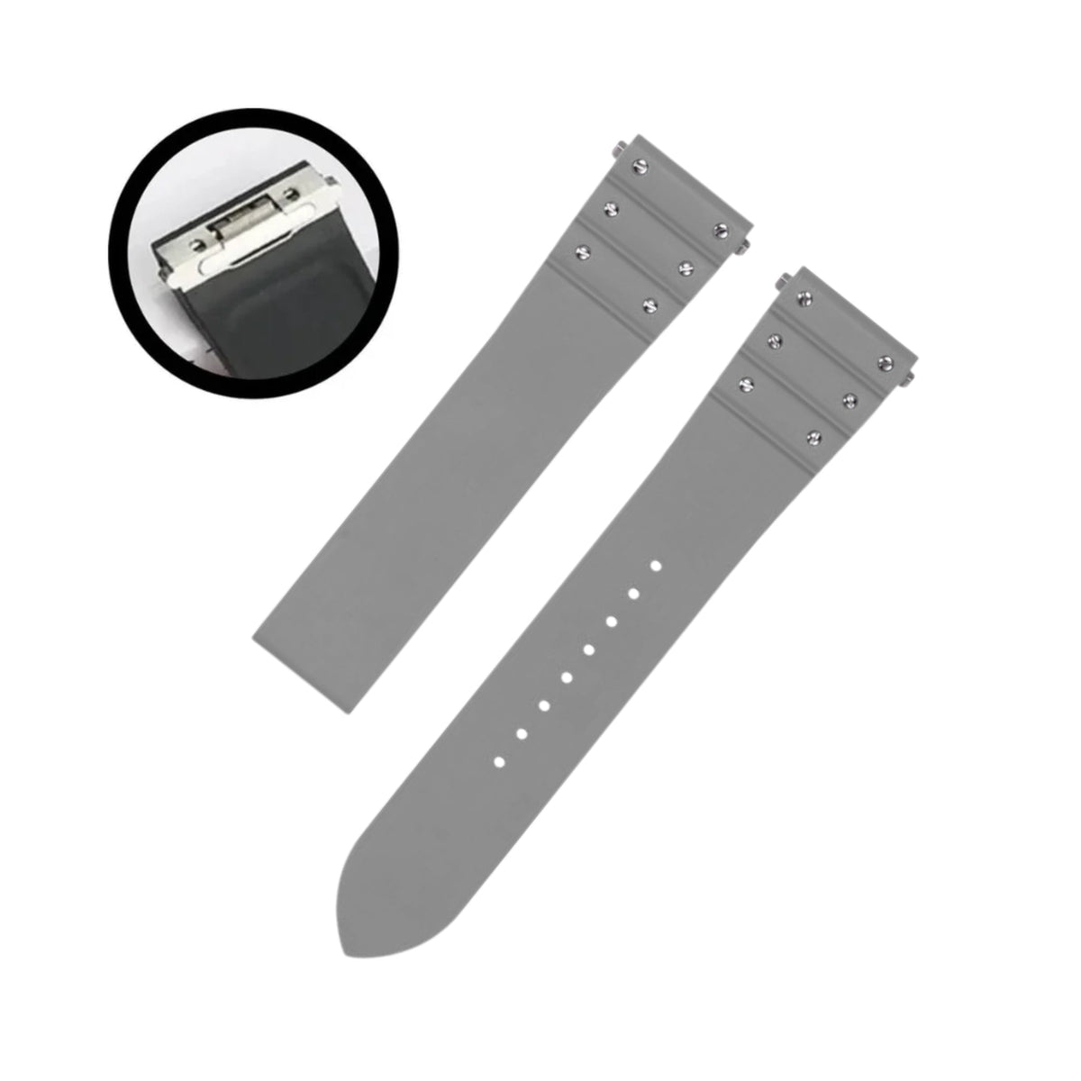 Kautschuk Armband für Cartier Santos Medium/Large – Grau mit Schrauben – Quick Switch/Release - Helvetus