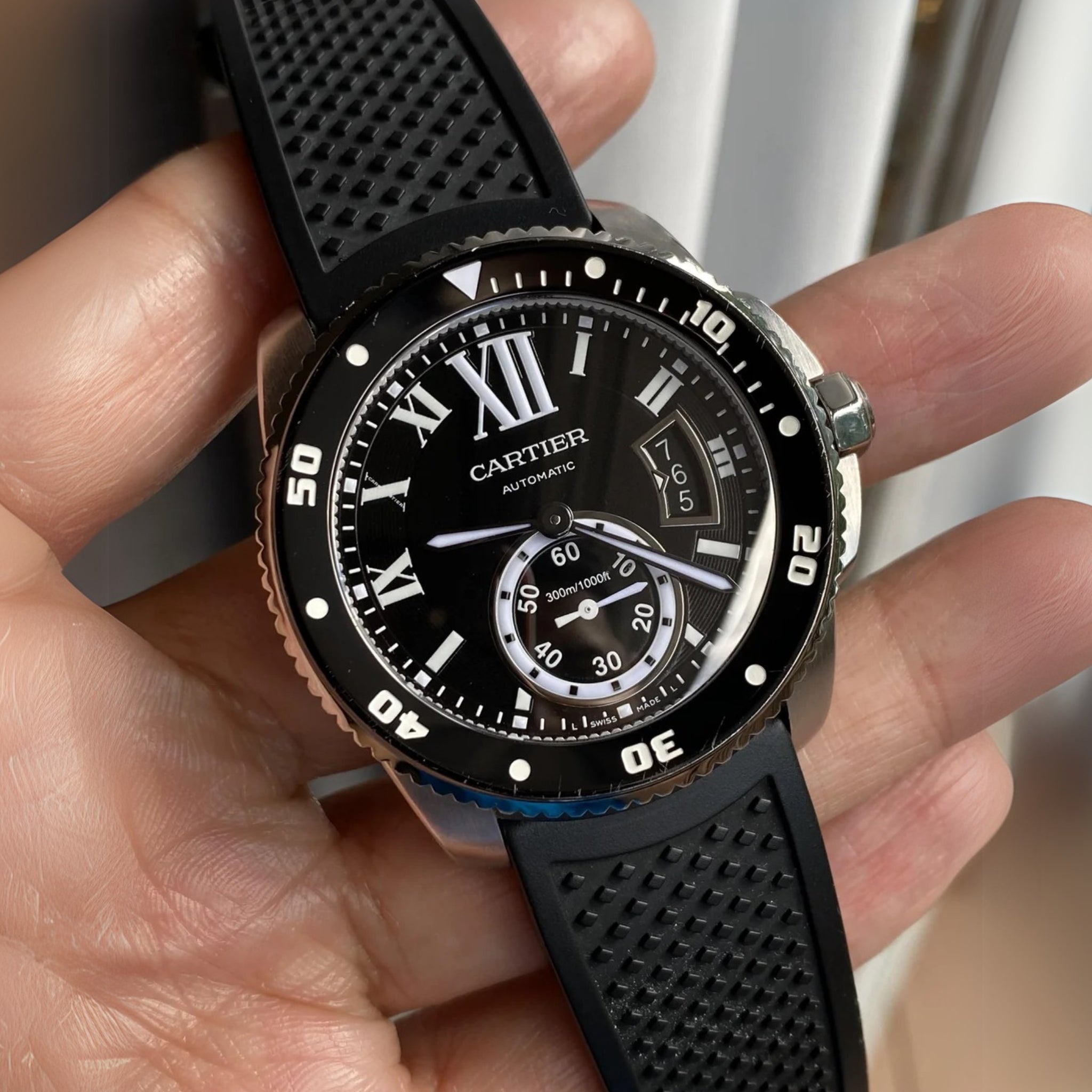 Kautschuk Armband für Cartier Calibre – Schwarz - Helvetus DE