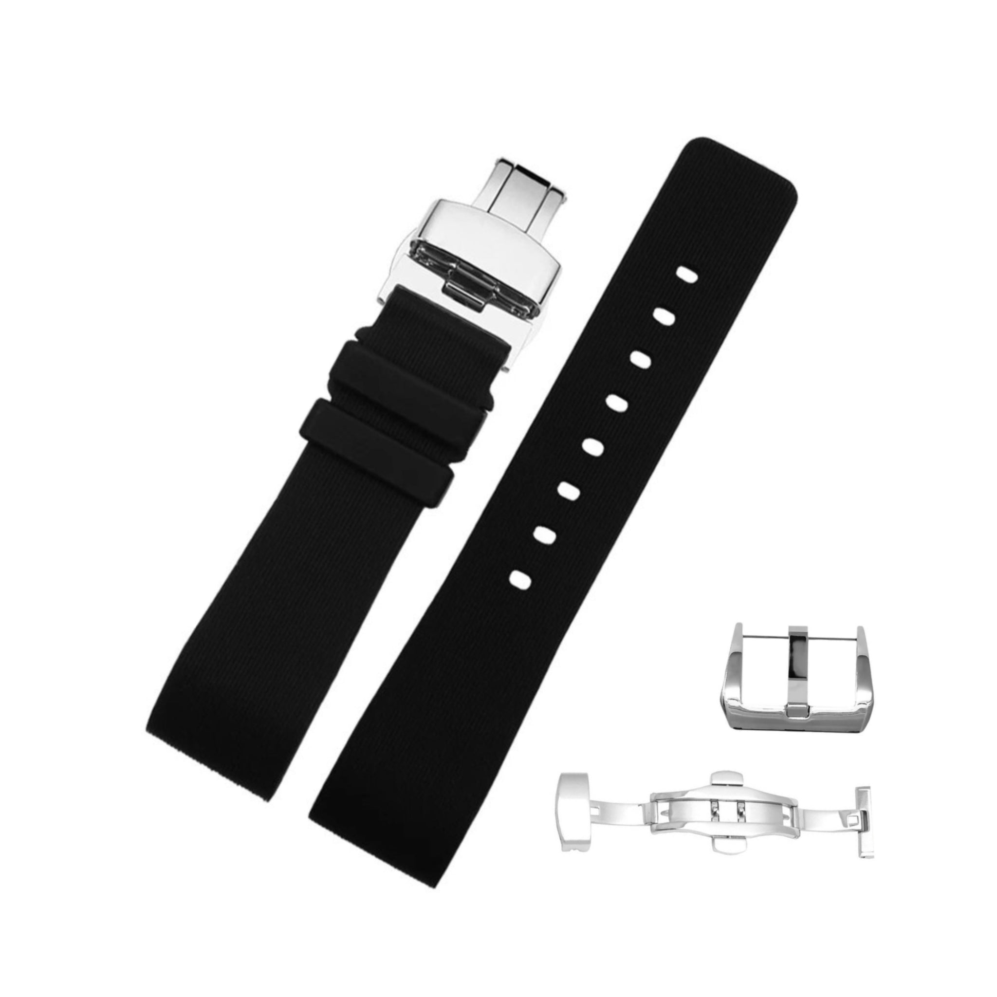 Kautschuk Armband für Cartier Santos 100 – Schwarz - Helvetus DE