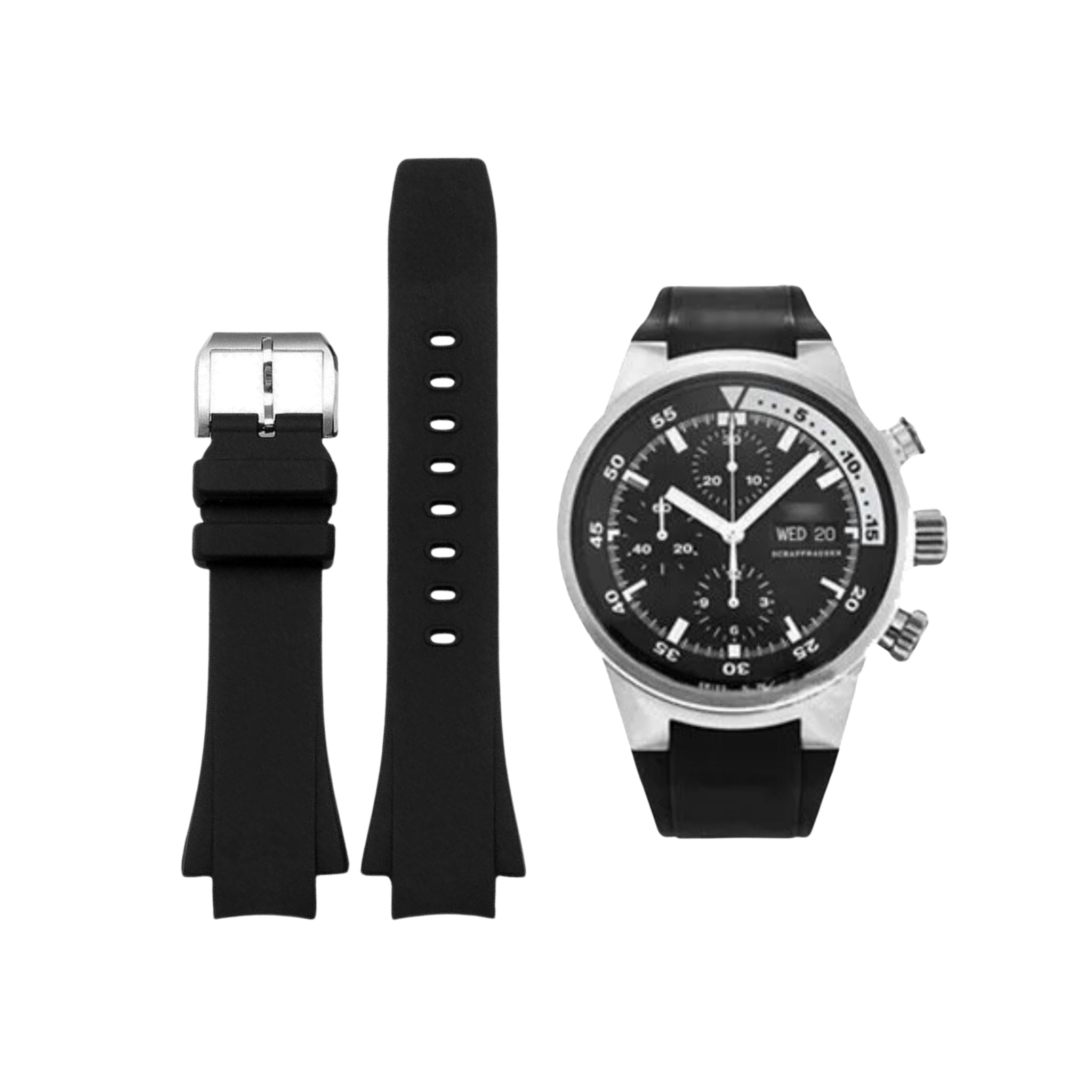 Kautschuk Armband – Für IWC Aquatimer Chrono – Schwarz - Helvetus DE