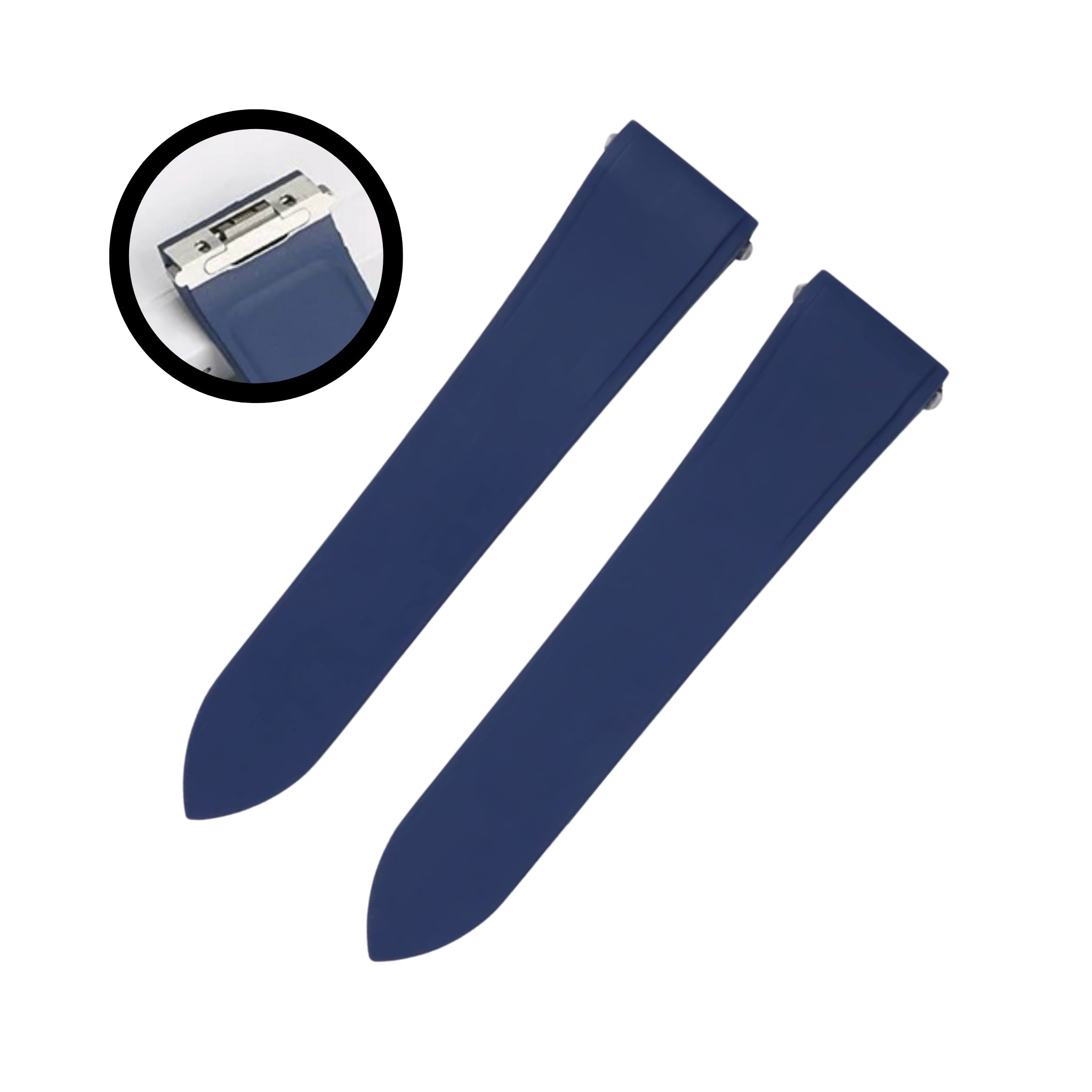 Kautschuk Armband für Santos de Cartier Medium/Large – Blau – Quick Switch/Release - Helvetus DE