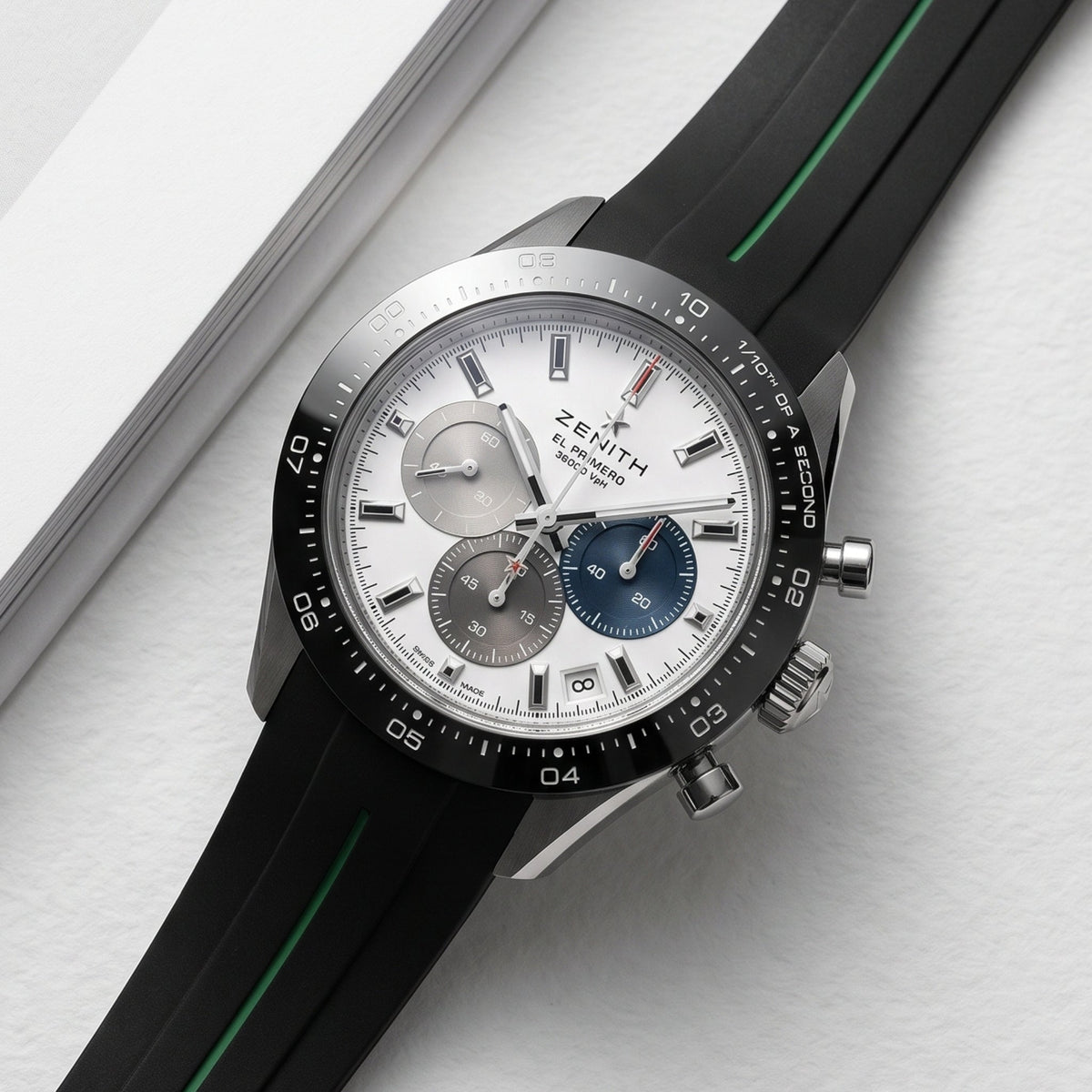 Kautschukarmband für alle Zenith Chronomaster Modelle – Schwarz/Grüner Line | LuxLine® - Helvetus