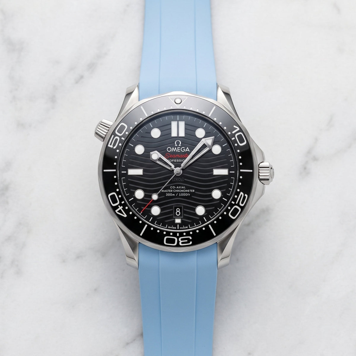 Kautschukarmband – Für Omega Seamaster 300 – Baby Blau - Helvetus