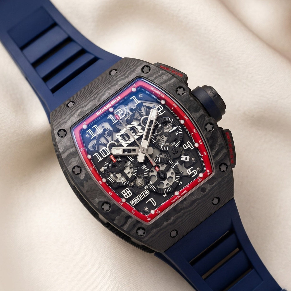 Kautschukarmband – Für Richard Mille RM011 | RM11-01 | RM11-02 | RM11-03 | RM11-04 | RM11-05 | RM47 | RM50 | RM52 | RM53-01 | RM57 | RM65 | RM69 – dunkel Blau - Helvetus