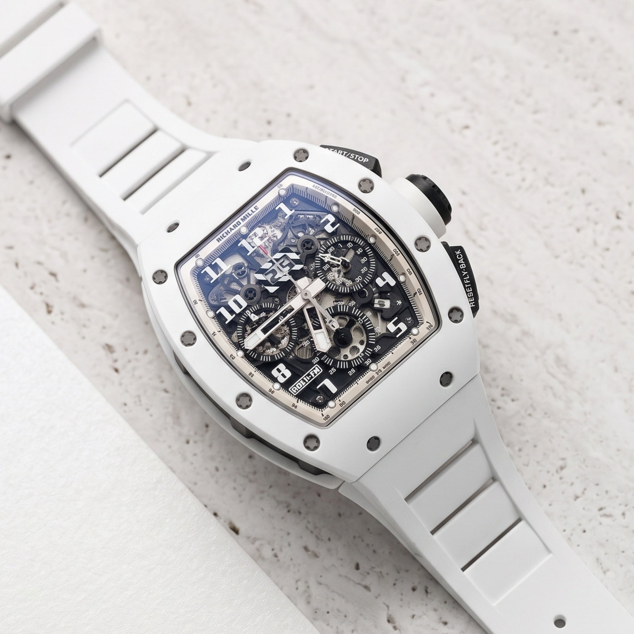Kautschukarmband – Für Richard Mille RM011 | RM11-01 | RM11-02 | RM11-03 | RM11-04 | RM11-05 | RM47 | RM50 | RM52 | RM53-01 | RM57 | RM65 | RM69 – Weiss - Helvetus