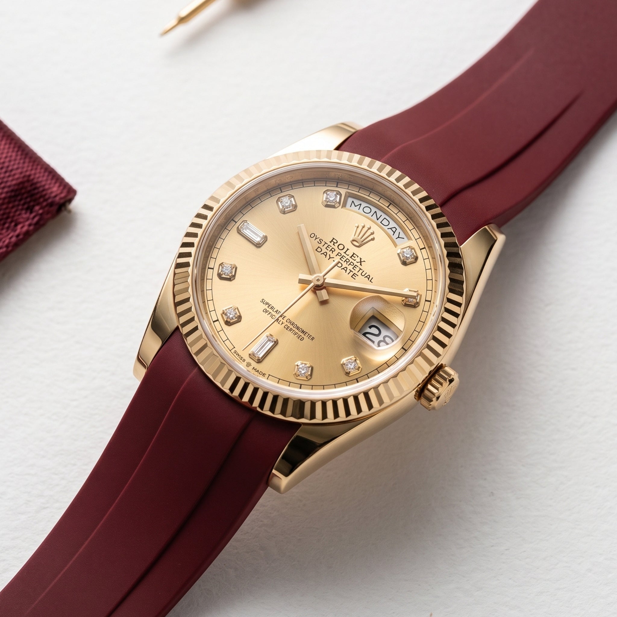 Kautschukarmband für Rolex Day-Date 40mm – Bordeaux - Helvetus