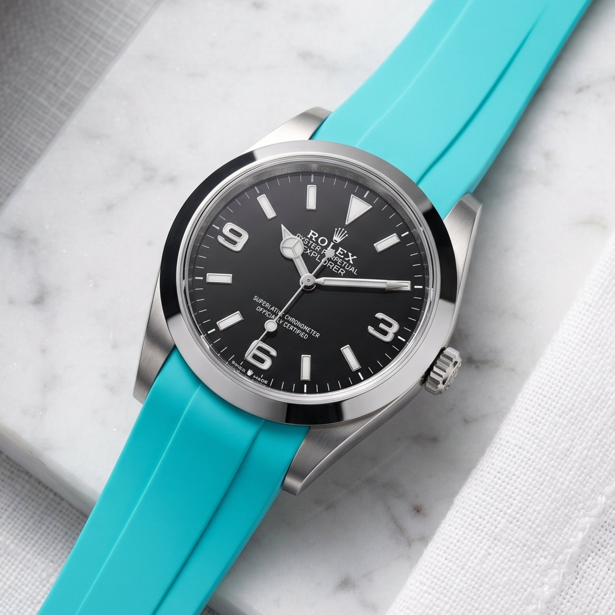 Kautschukarmband für Rolex Explorer I – Türkis - Helvetus
