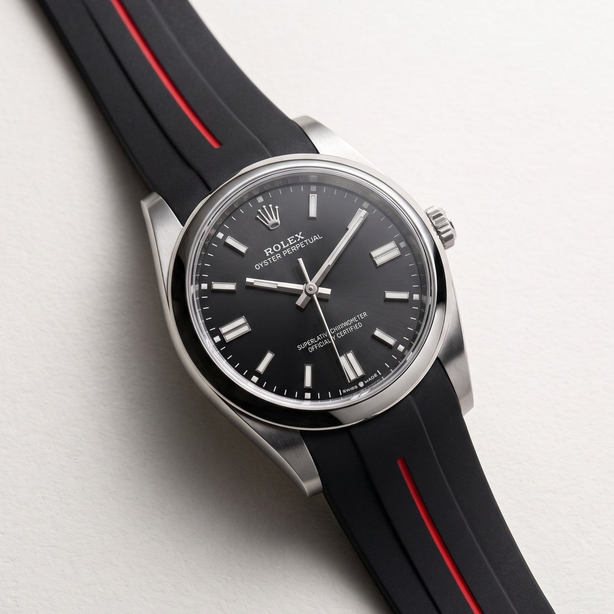 Kautschukarmband für Rolex Oyster Perpetual 36mm – LuxLine® - Schwarz/Rot - Helvetus