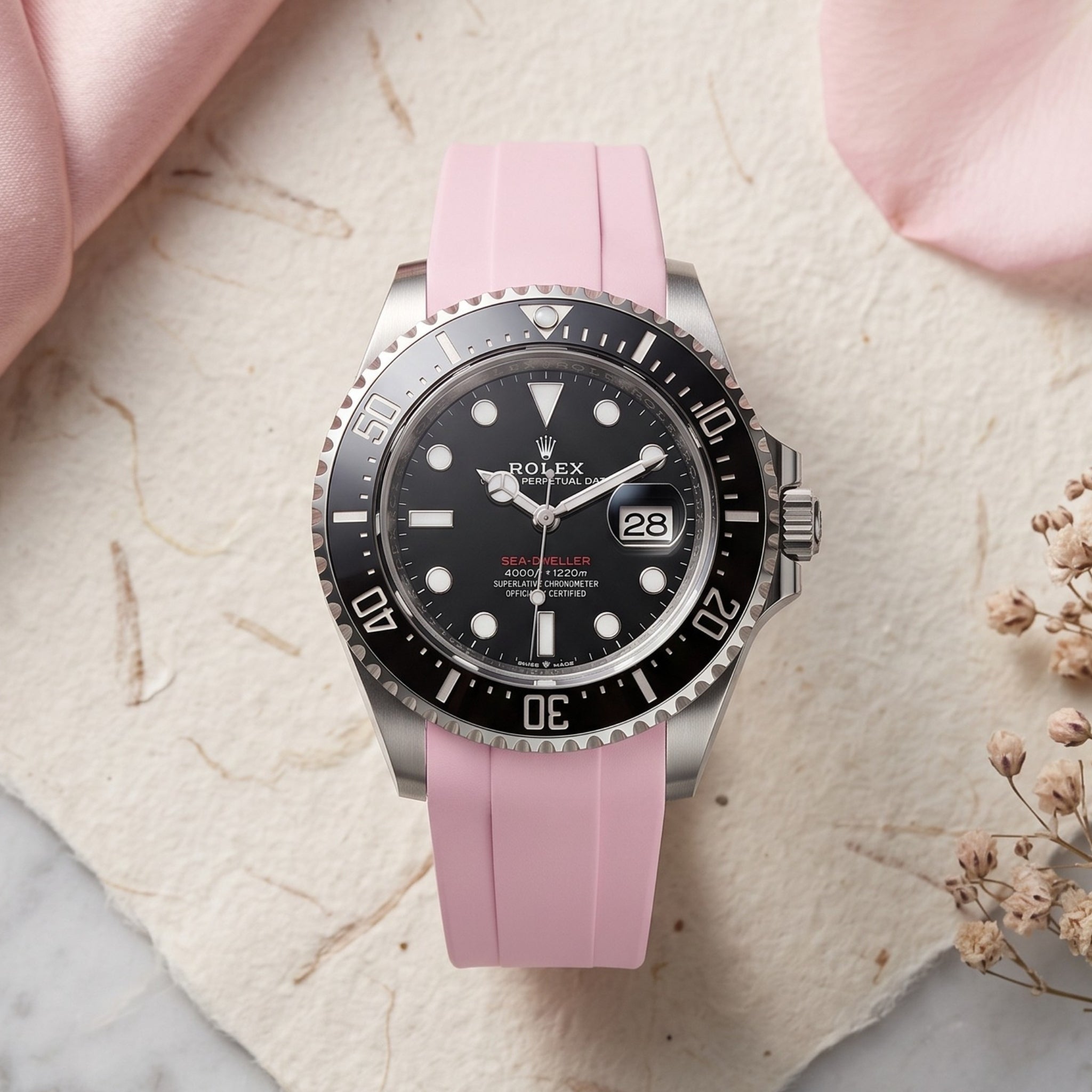 Kautschukarmband für Rolex Sea-Dweller – Pink - Helvetus