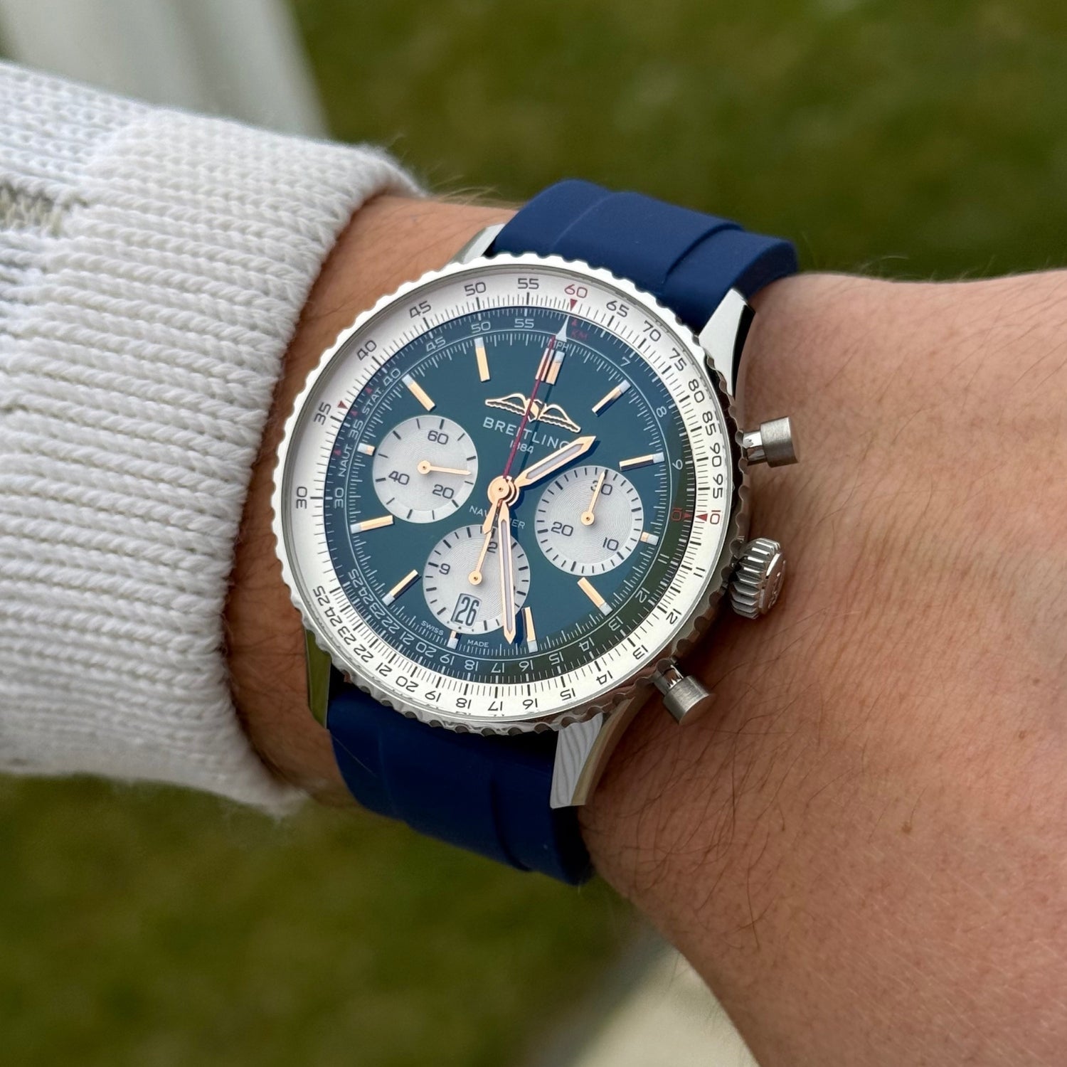 Kautschukarmband – Für alle Breitling Navitimer Modelle – Dunkel Blau - Helvetus DE