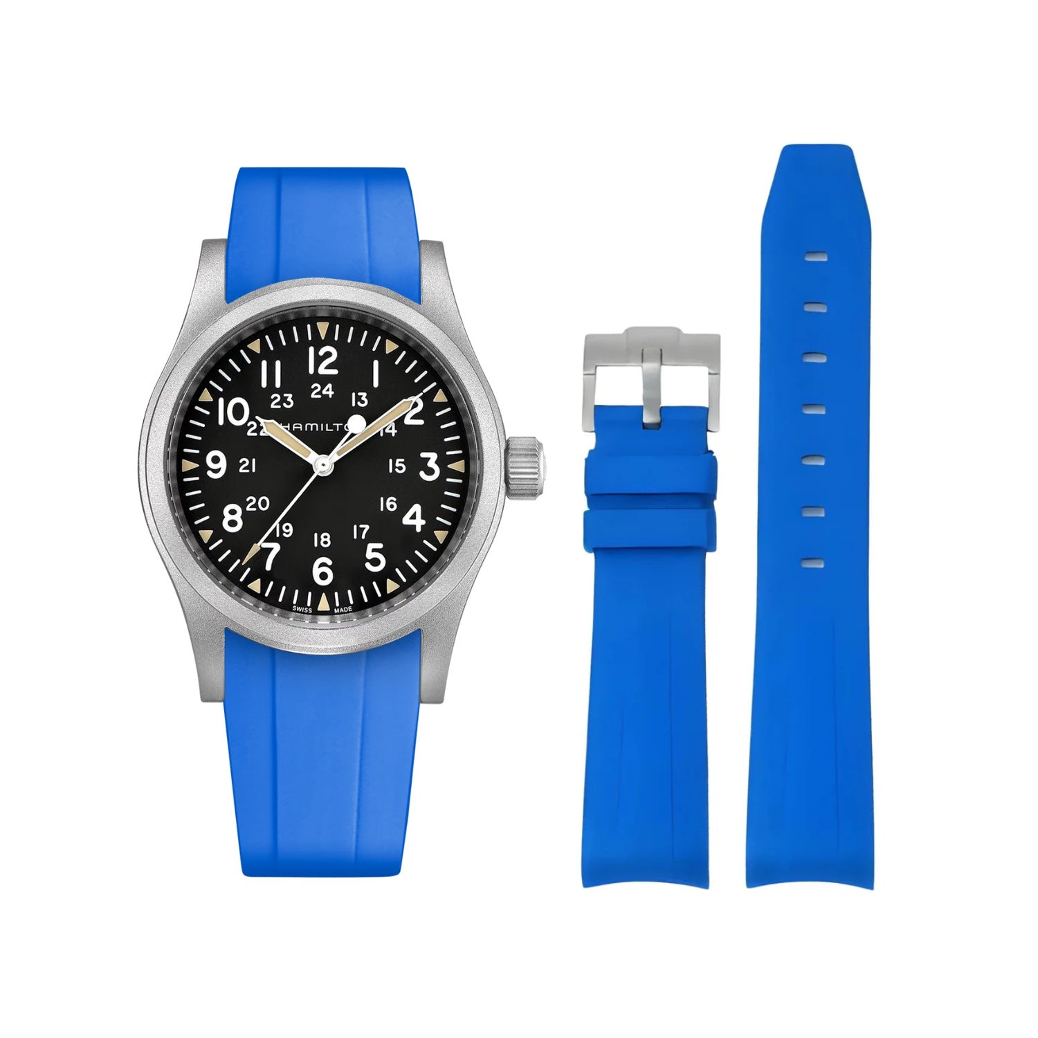 Kautschukarmband für Hamilton Khaki Field - Blau - Helvetus DE