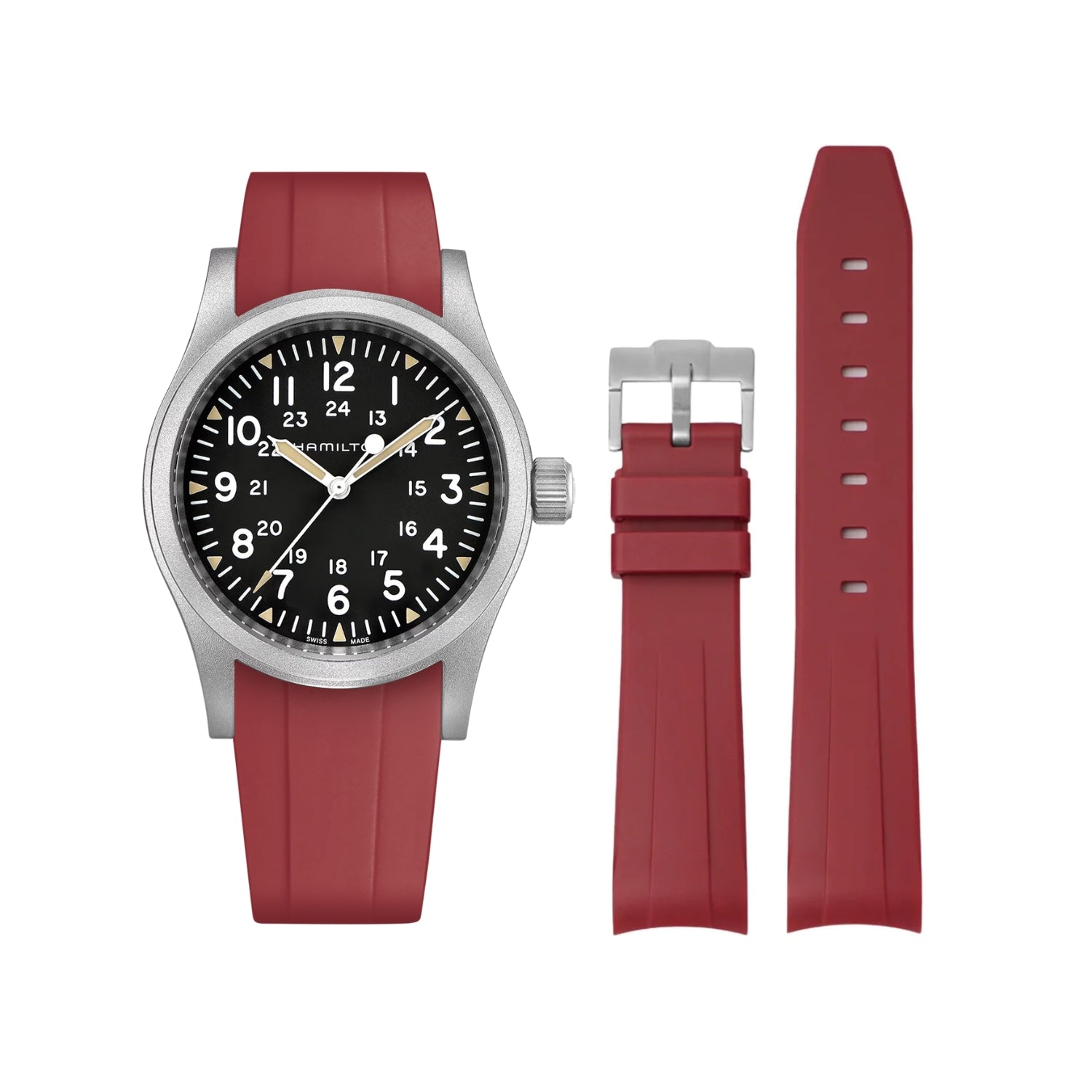 Kautschukarmband für Hamilton Khaki Field - Bordeaux - Helvetus DE