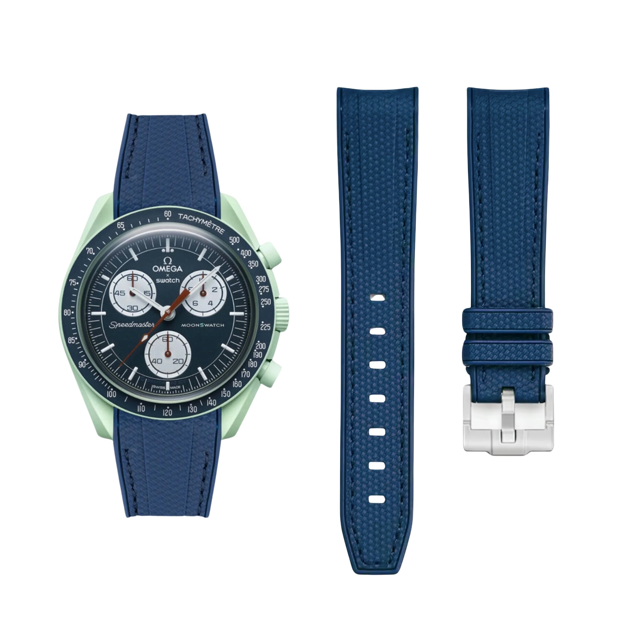 Kautschukarmband – Für Mission on Earth | Omega X Swatch | MoonSwatch – Blau mit Blau - Helvetus DE