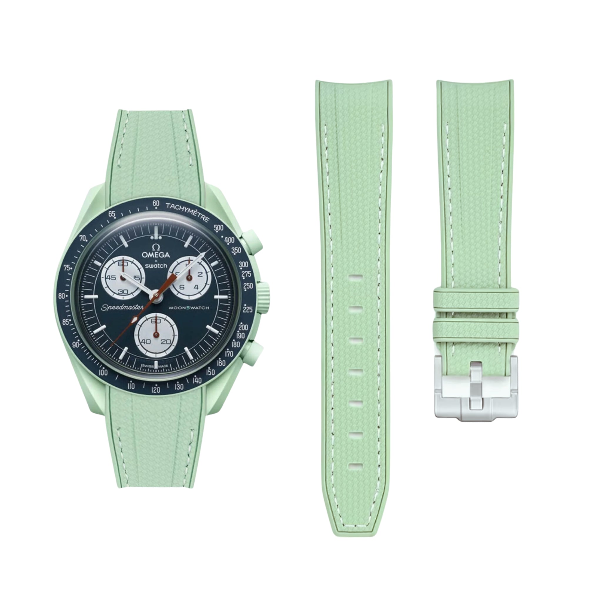 Kautschukarmband – Für Mission on Earth | Omega X Swatch | MoonSwatch – Grün mit Grün - Helvetus DE