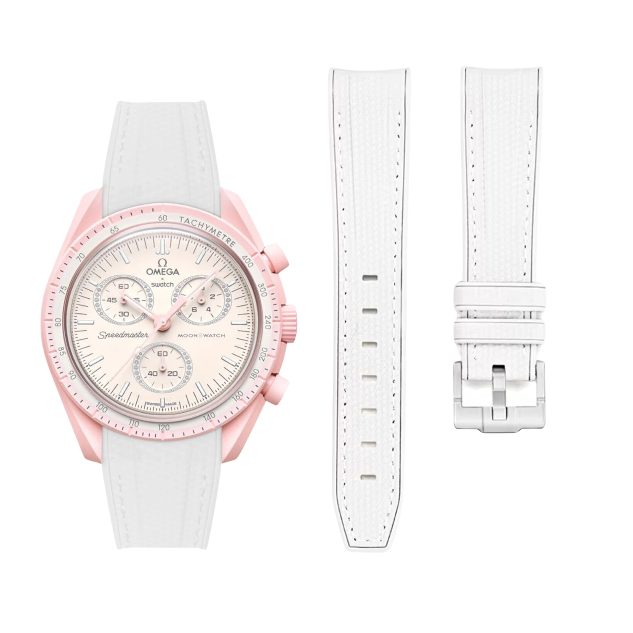 Kautschukarmband – Für Mission to Venus | Omega X Swatch | MoonSwatch – Weiß mit Weiß - Helvetus DE