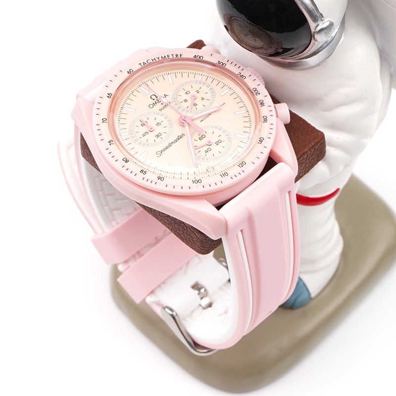 Kautschukarmband – Für MoonSwatch Mission to Venus – Pink/Weiß - Helvetus DE