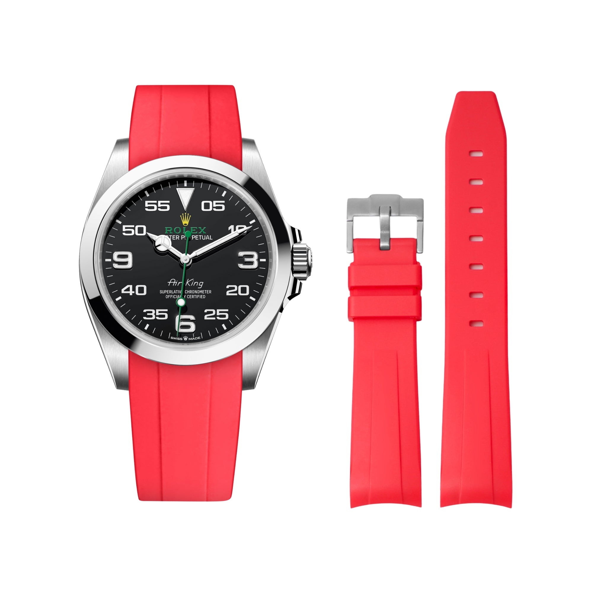 Kautschukarmband für Rolex Air - King 126900/116900 – Rot - Helvetus DE