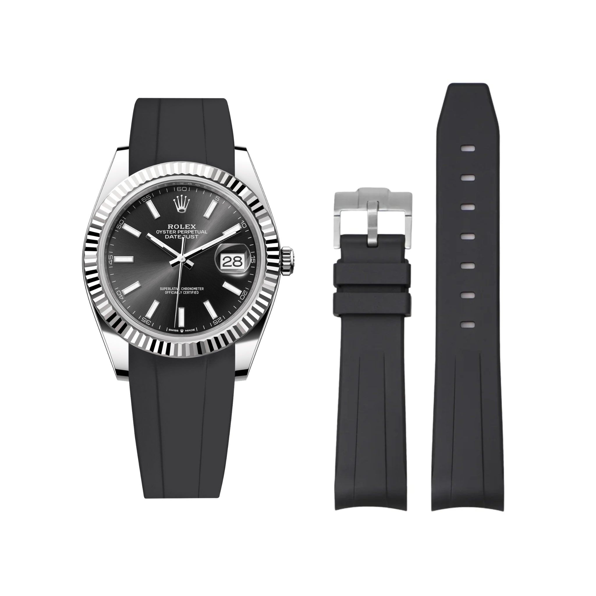 Kautschukarmband für Rolex Datejust 41mm – Schwarz - Helvetus DE