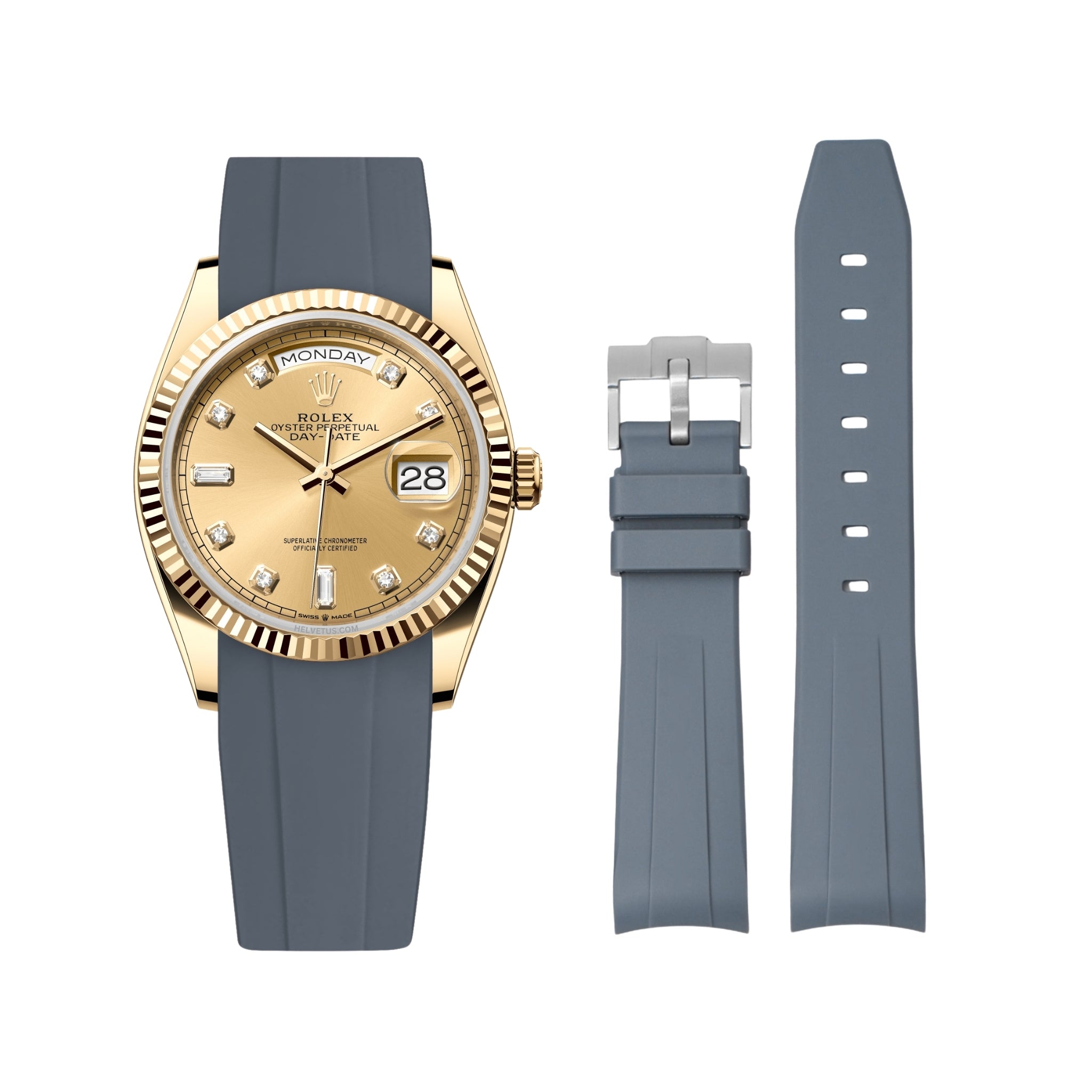 Kautschukarmband für Rolex Day - Date 36mm – Grau - Helvetus DE