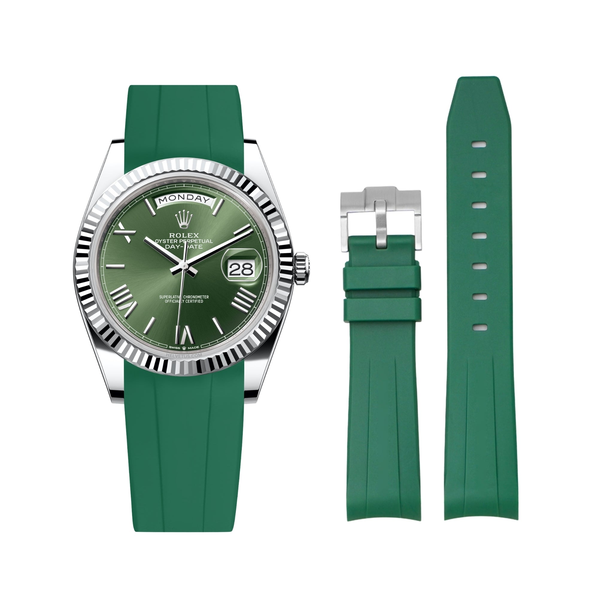 Kautschukarmband für Rolex Day - Date 40mm – Grün - Helvetus DE