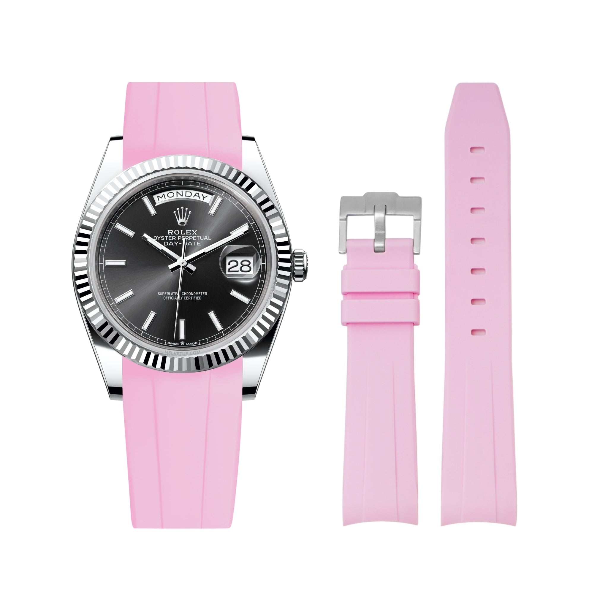 Kautschukarmband für Rolex Day - Date 40mm – Pink - Helvetus DE