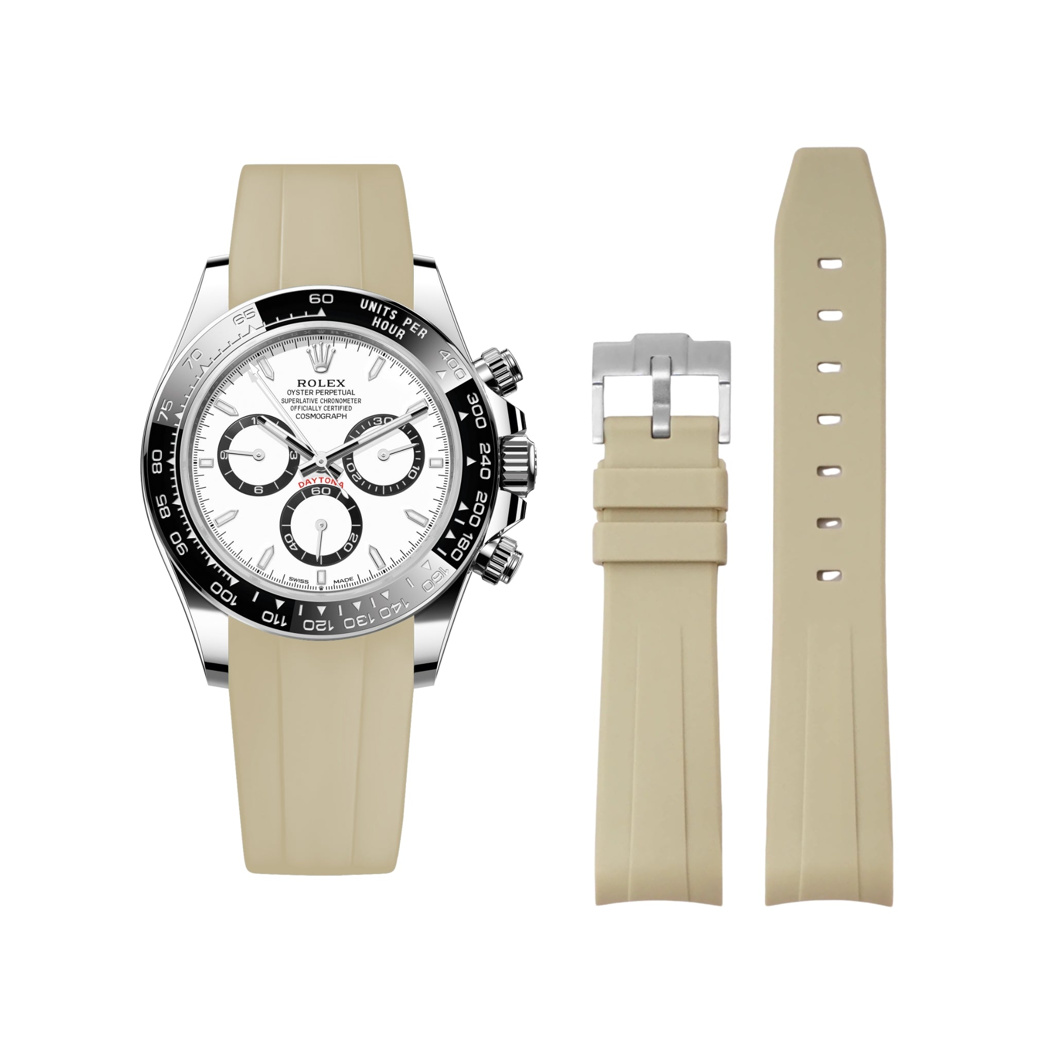 Kautschukarmband – für Rolex Daytona – Beige - Helvetus DE