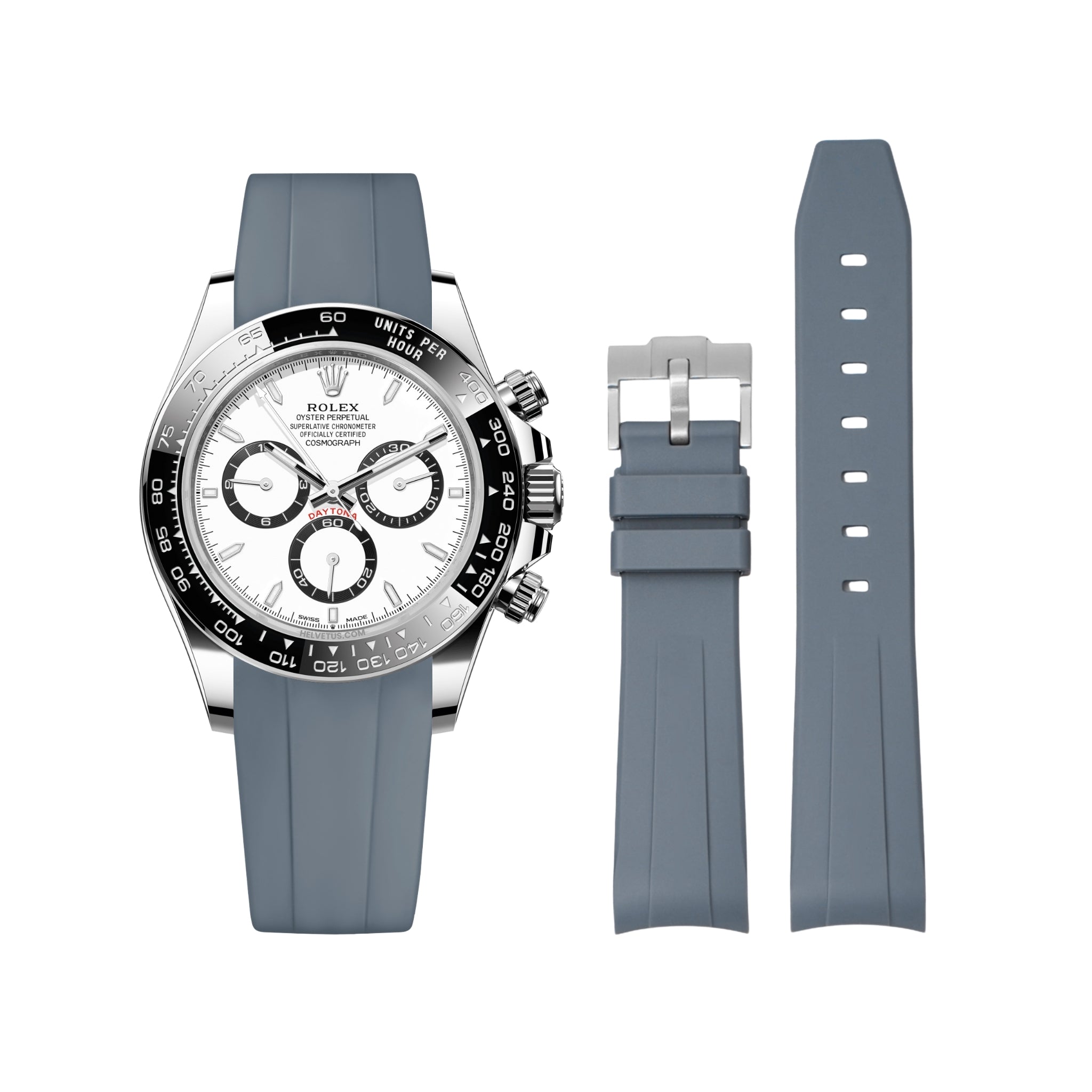Kautschukarmband – für Rolex Daytona – Grau - Helvetus DE