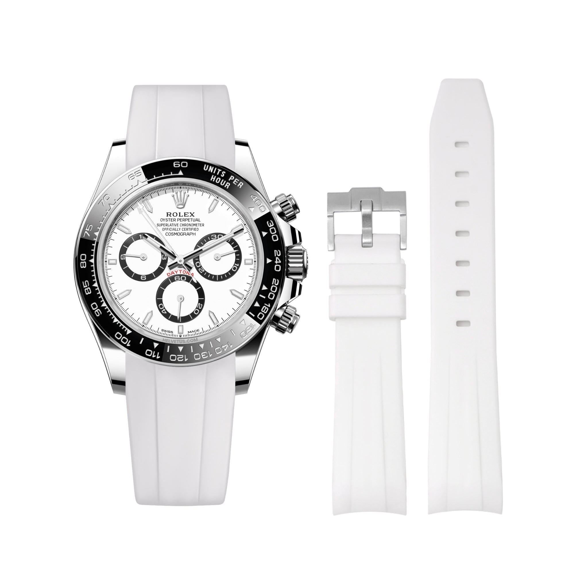 Kautschukarmband – für Rolex Daytona – Weiss - Helvetus DE