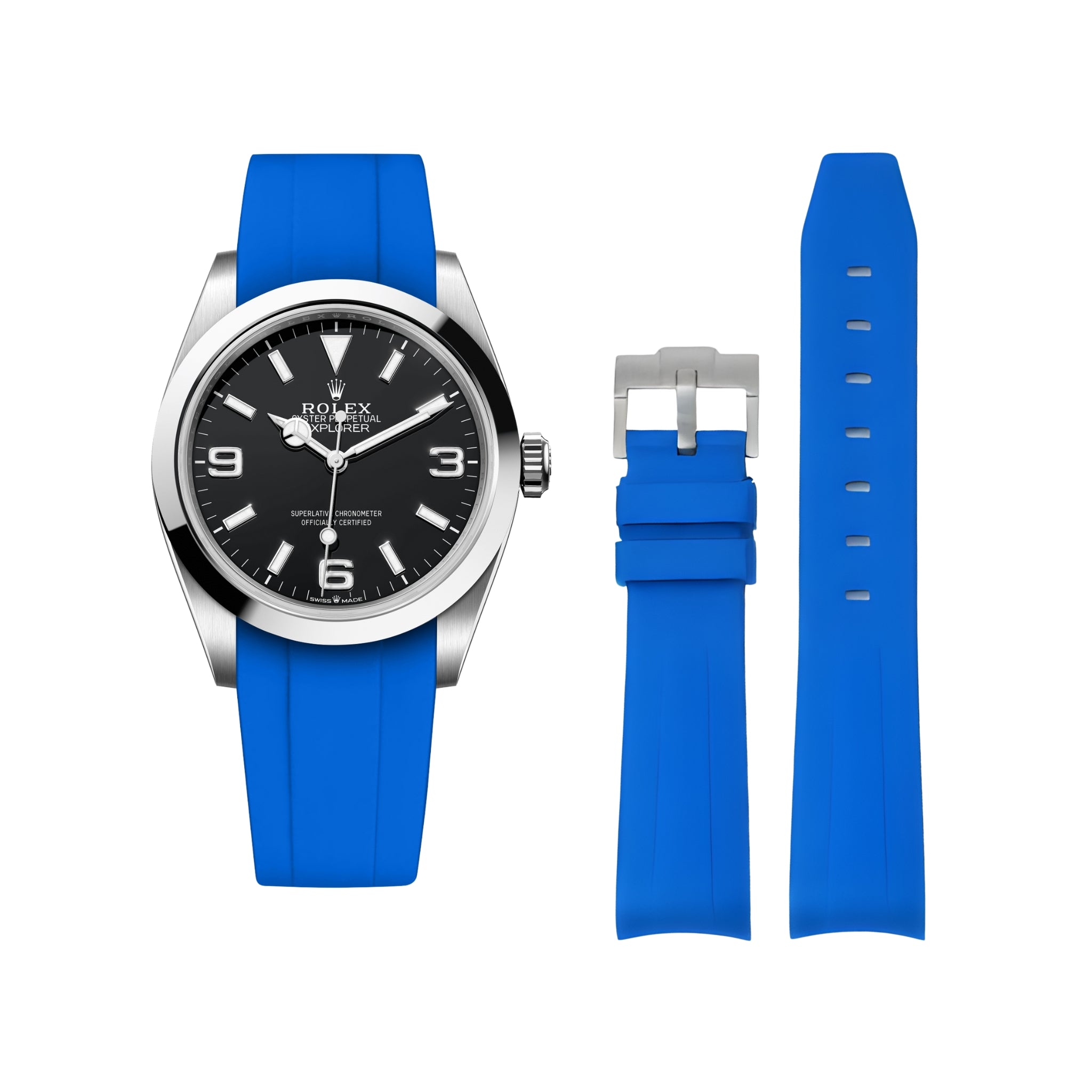 Kautschukarmband für Rolex Explorer I – Blau - Helvetus DE