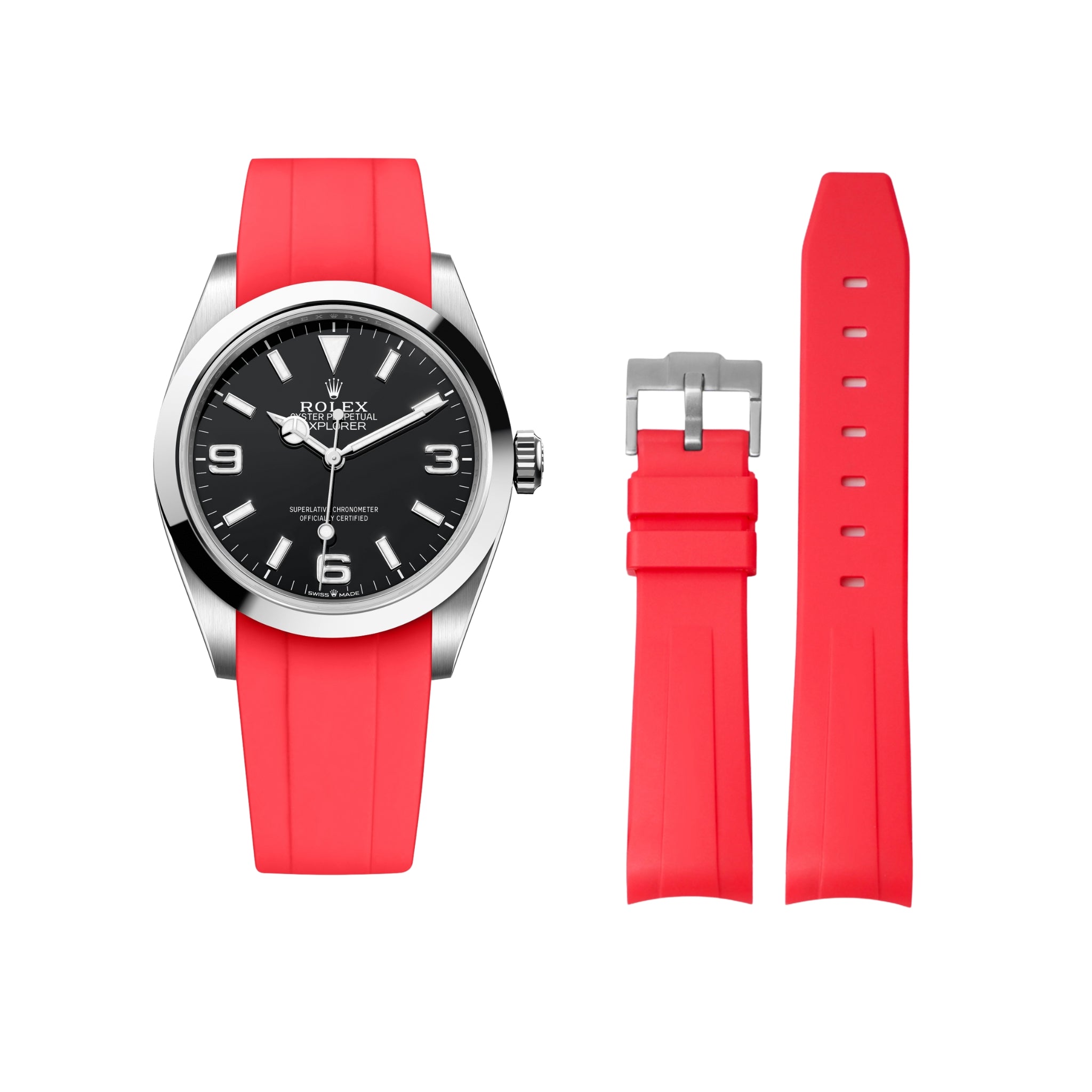 Kautschukarmband für Rolex Explorer I – Rot - Helvetus DE