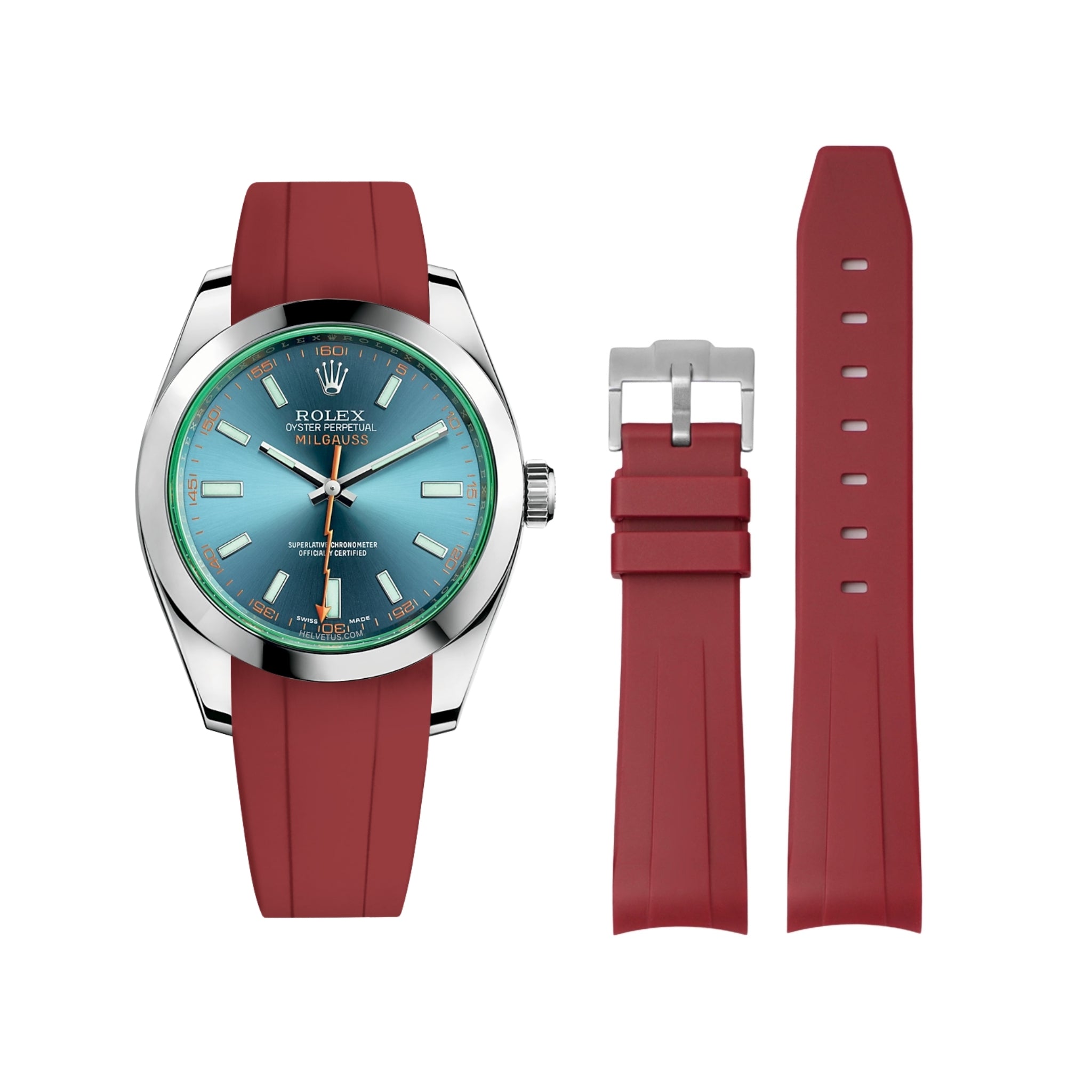 Kautschukarmband für Rolex Milgauss in Bordeaux - Helvetus DE