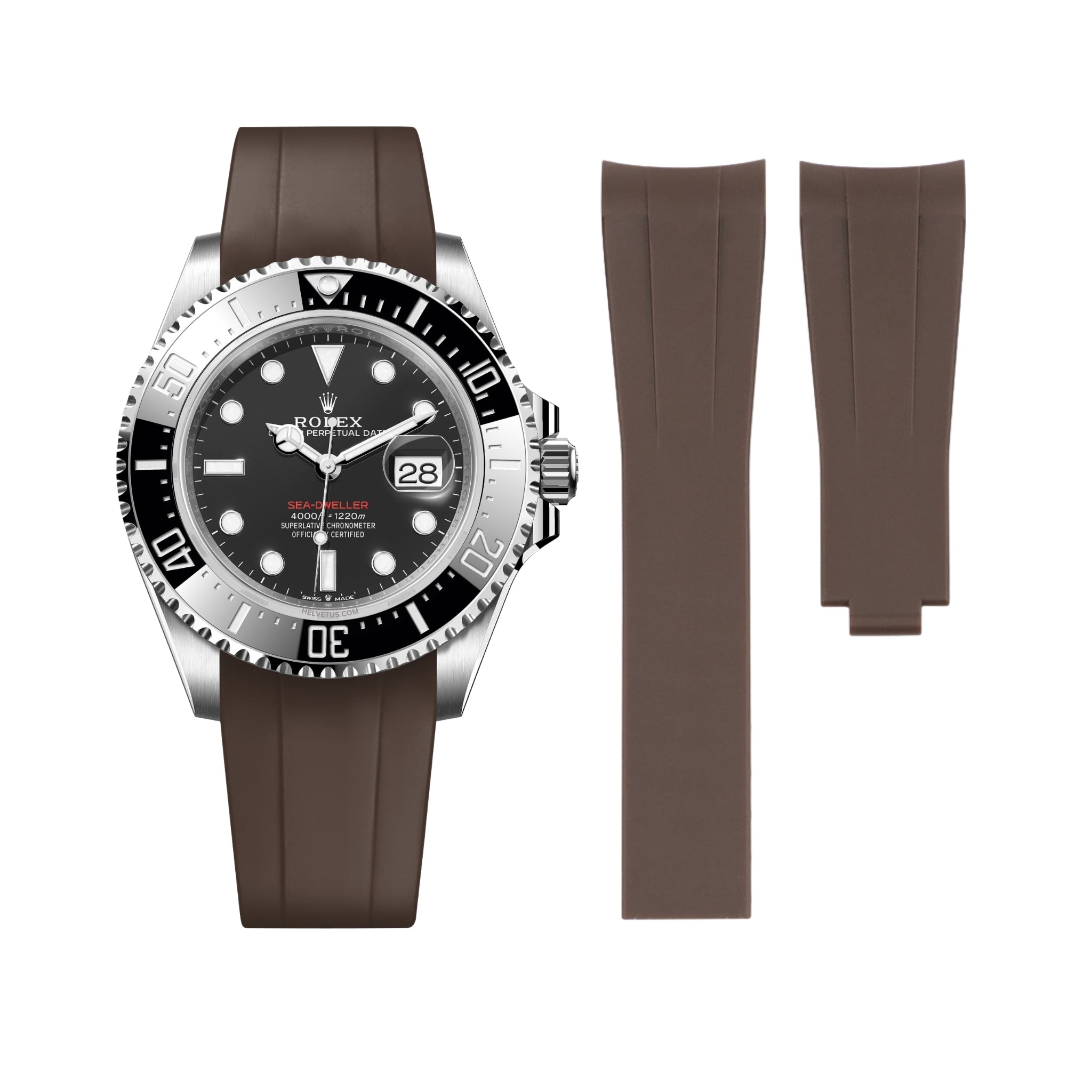 Kautschukarmband für Rolex Sea - Dweller – Braun - Helvetus DE