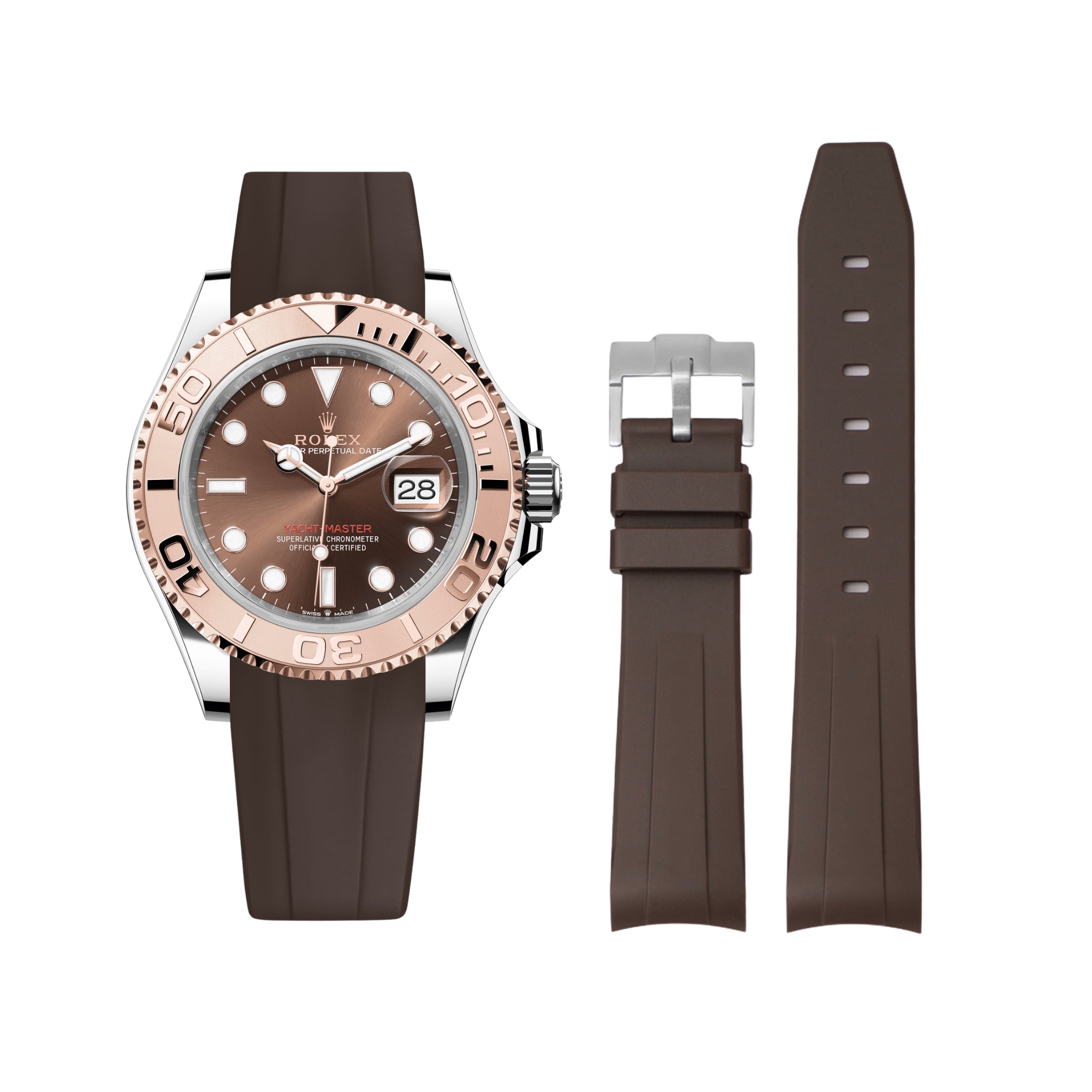 Kautschukarmband für Rolex Yacht - Master 40mm/42mm – Braun - Helvetus DE