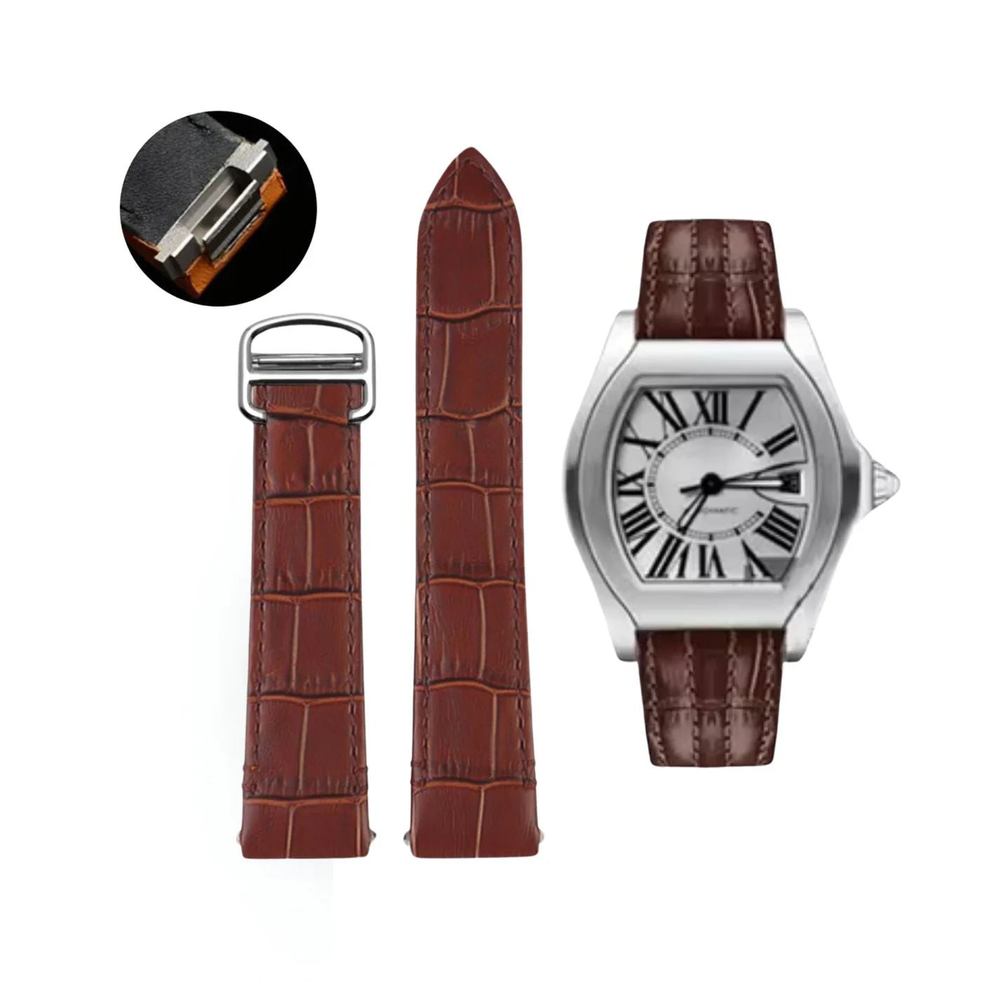 Leder Armband - fur Cartier Roadster - Braun - Helvetus DE