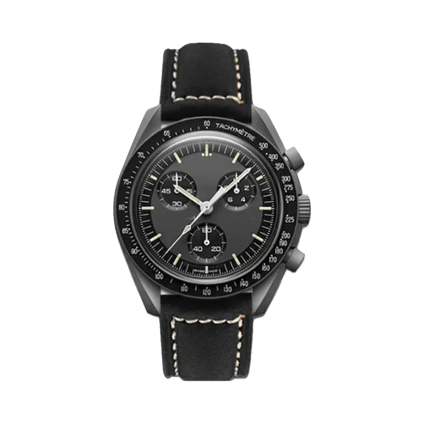 Leder Armband für MoonSwatch - Schwarz - Helvetus DE